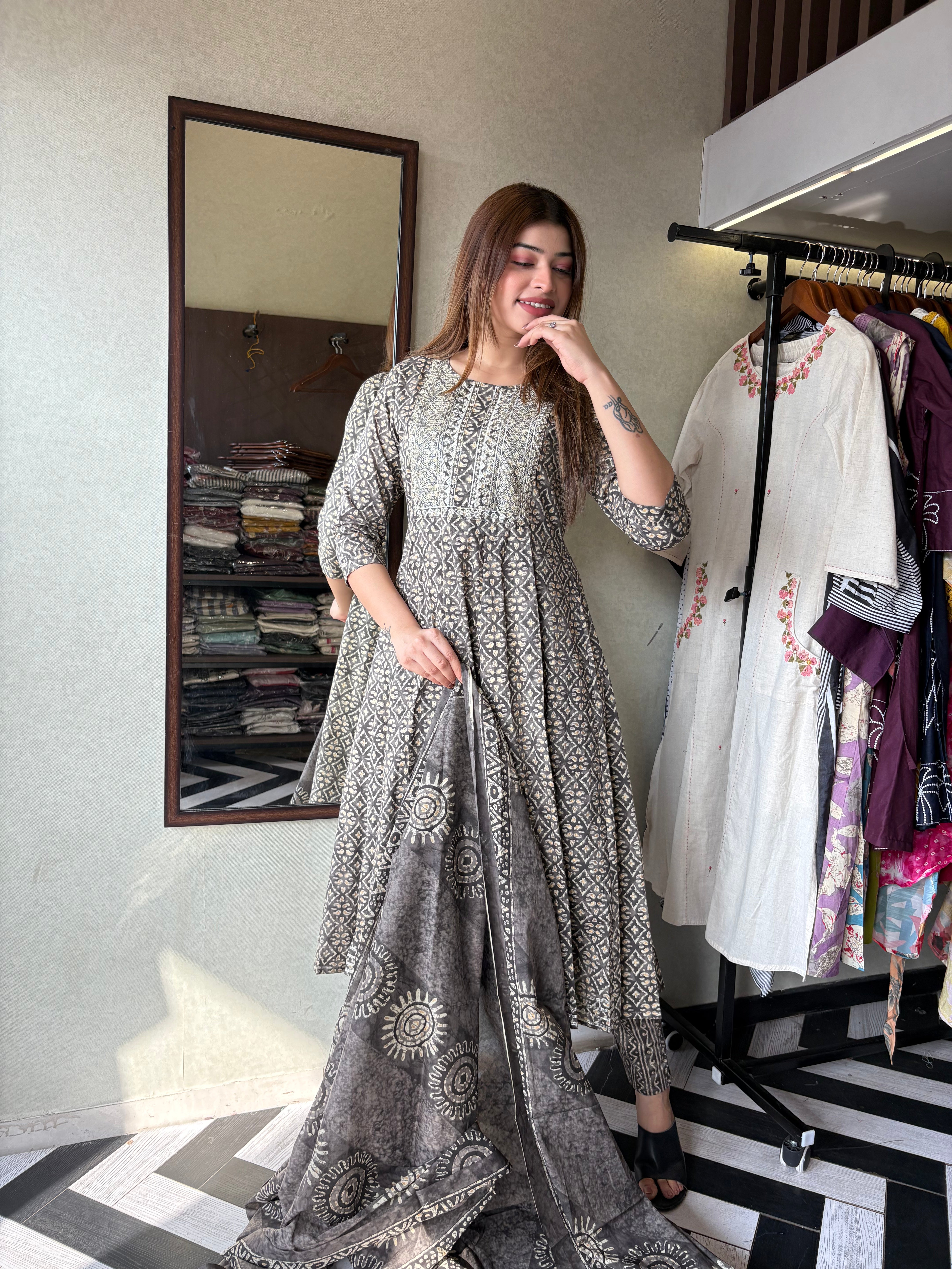 Pure Cotton Kurti Set with Designer Print