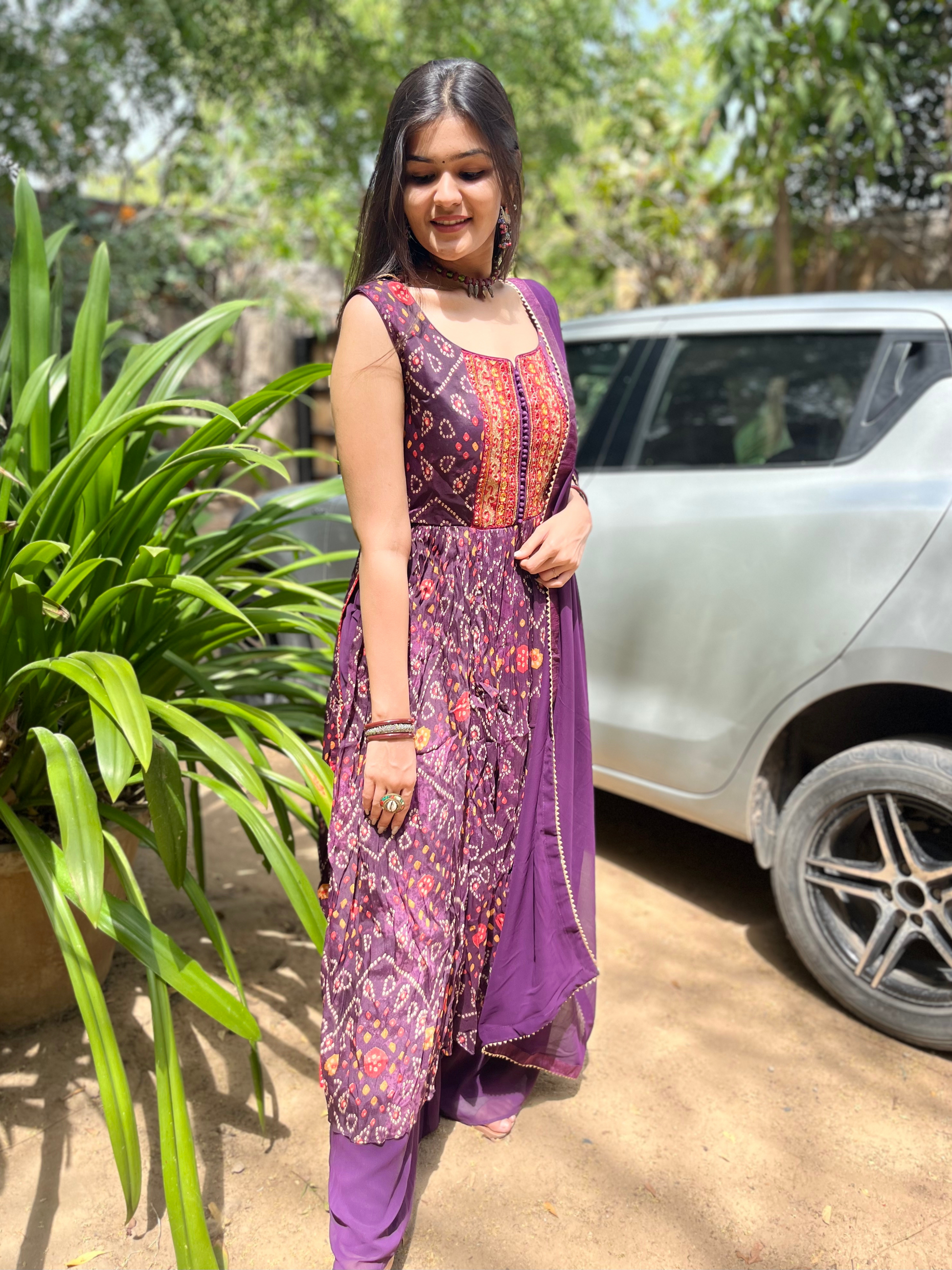 Naira Cut Palazzo Set with Bandhani Print