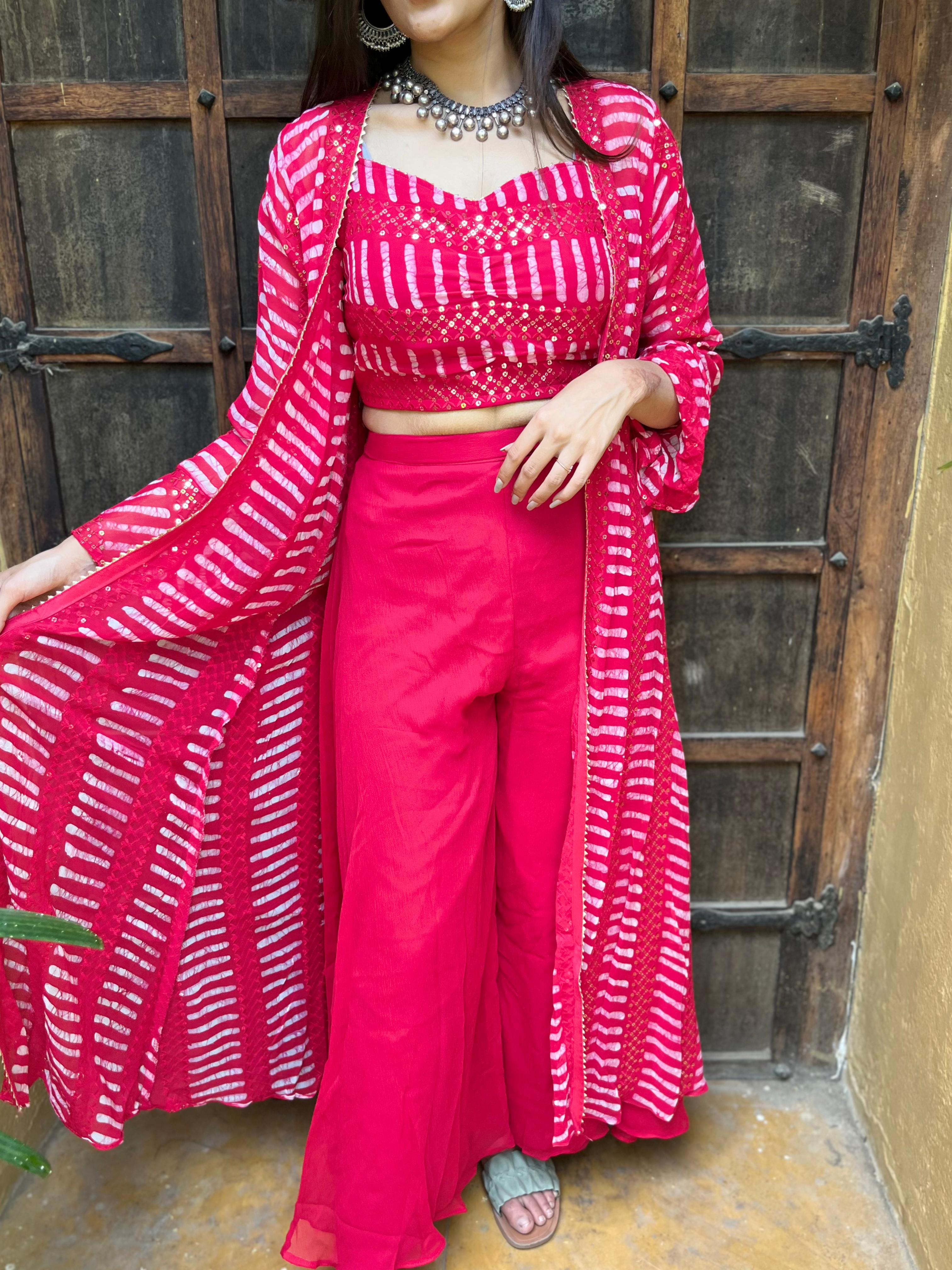 Radiant Rani: Georgette Sequence 3 Piece palazzo Set