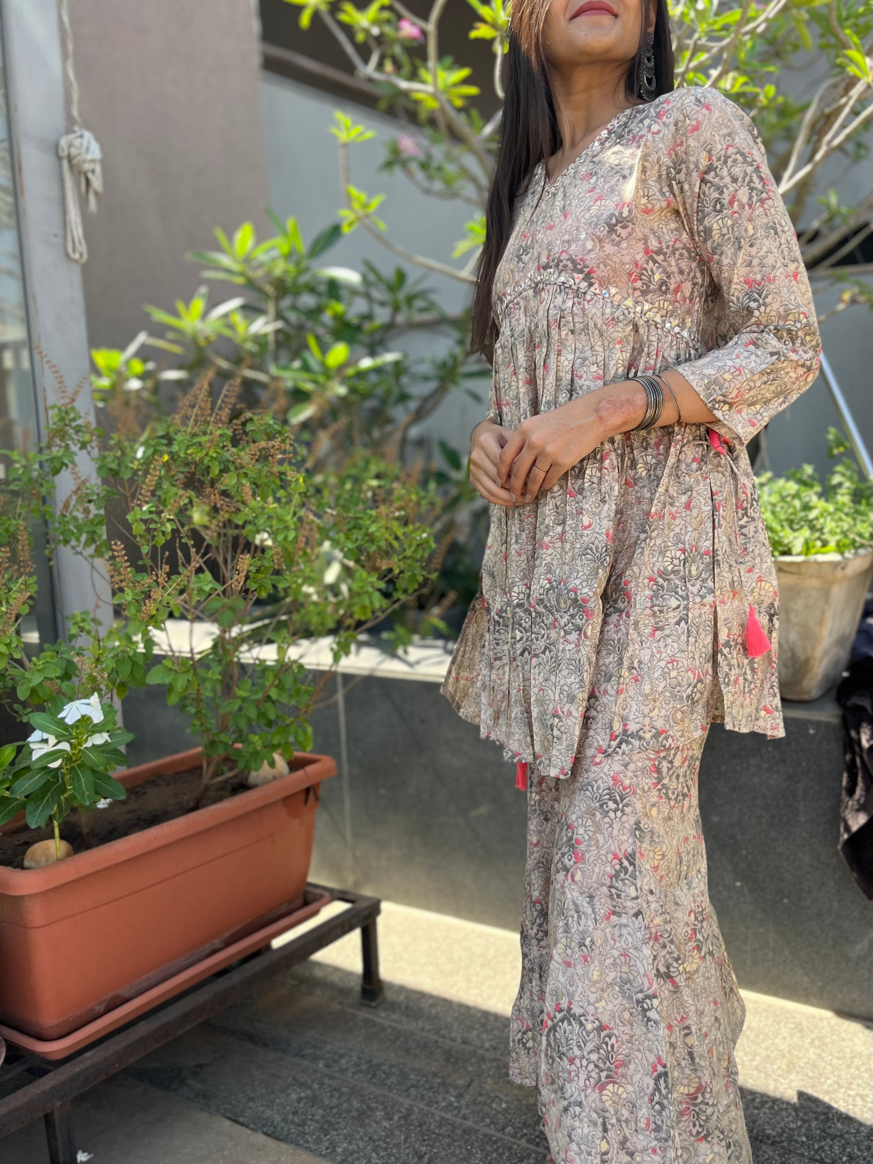 Image of Semi Sharara Alia Cut- 2 Piece Set