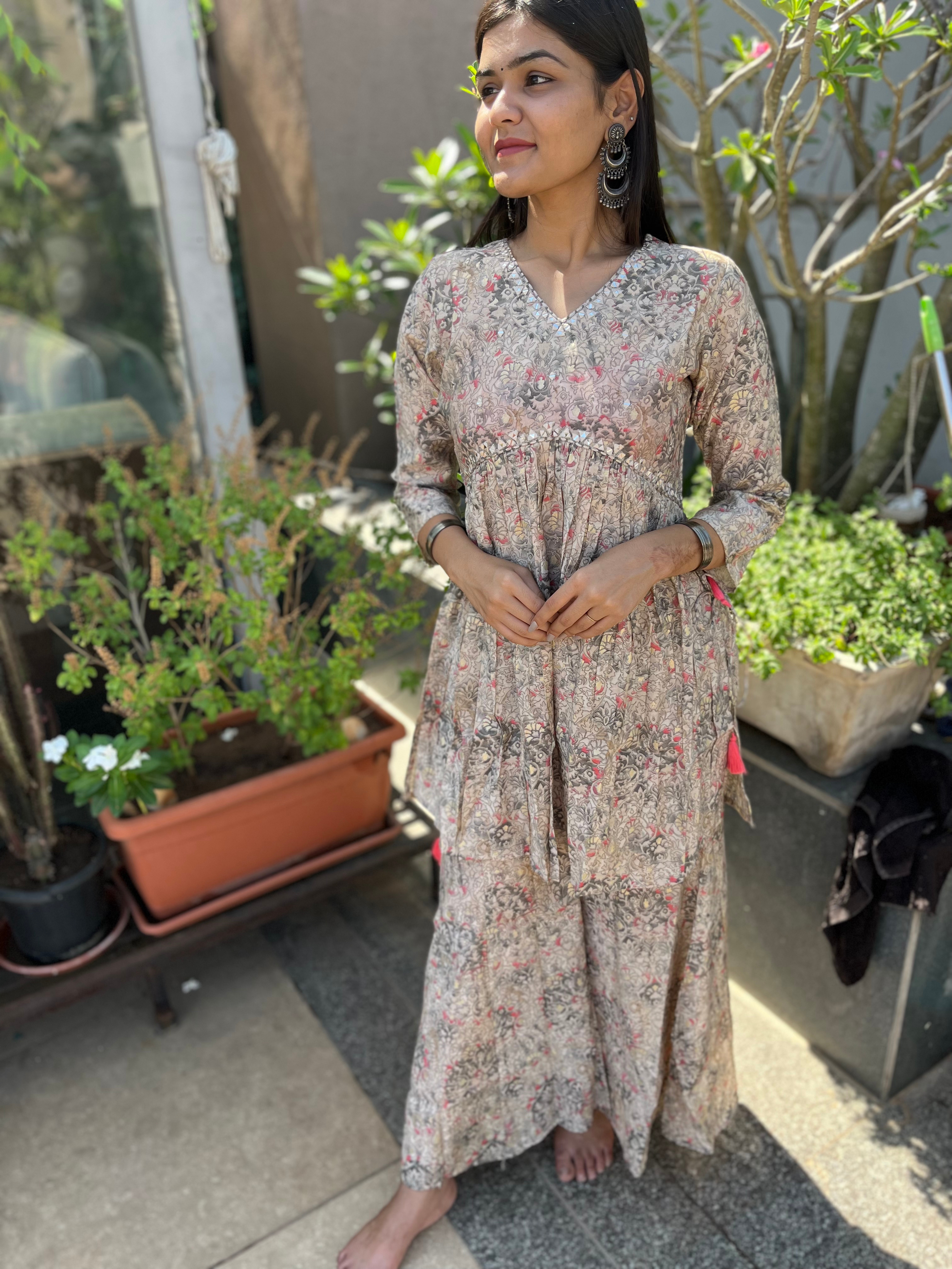 Image of Semi Sharara Alia Cut- 2 Piece Set