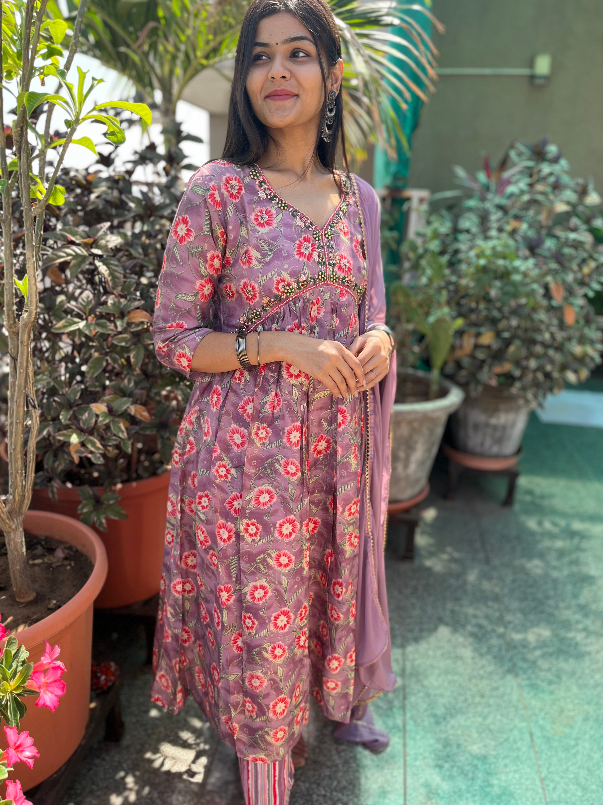 Orchid Pattern Alia Cut- 3 Piece Set