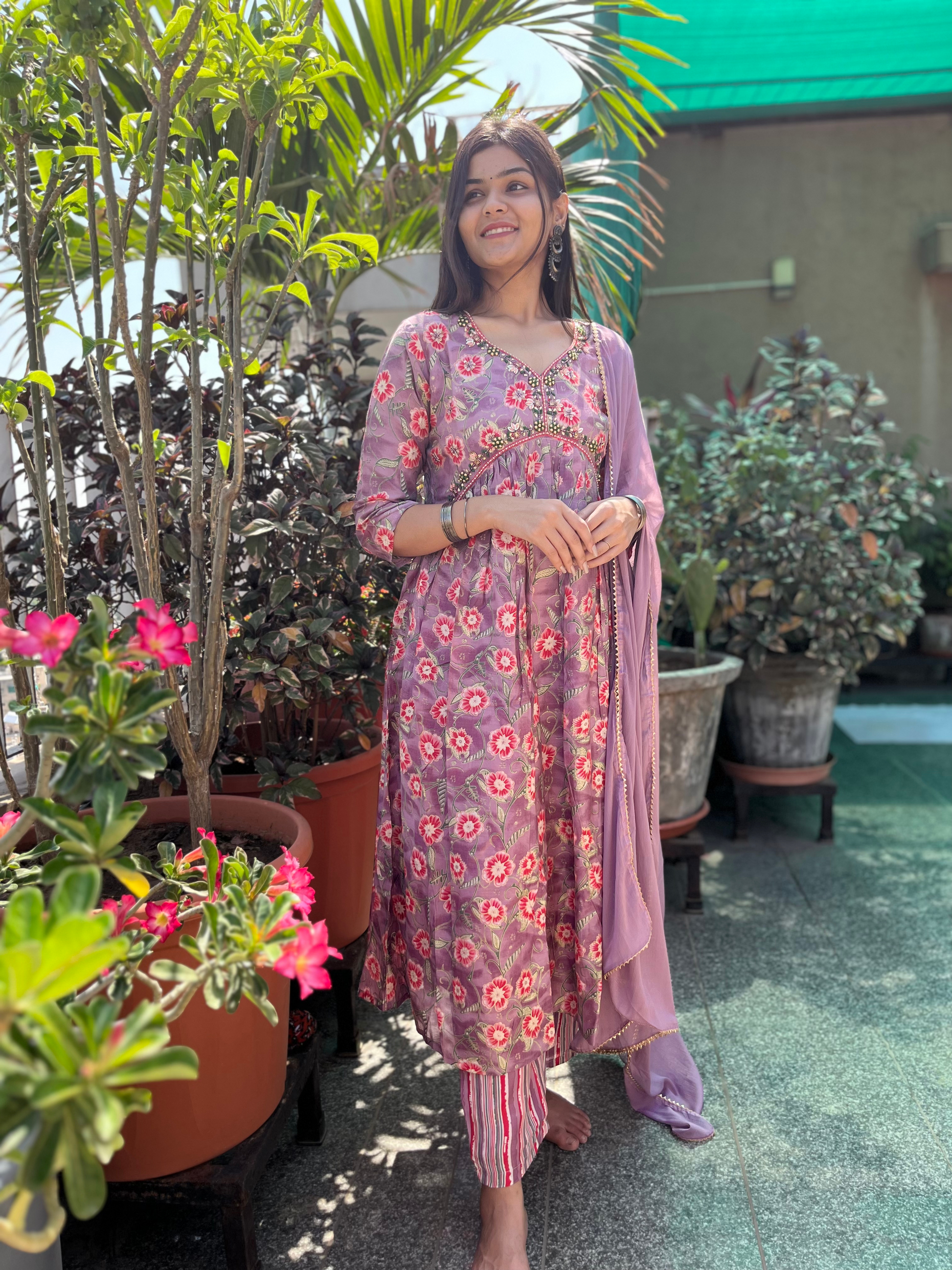 Orchid Pattern Alia Cut- 3 Piece Set