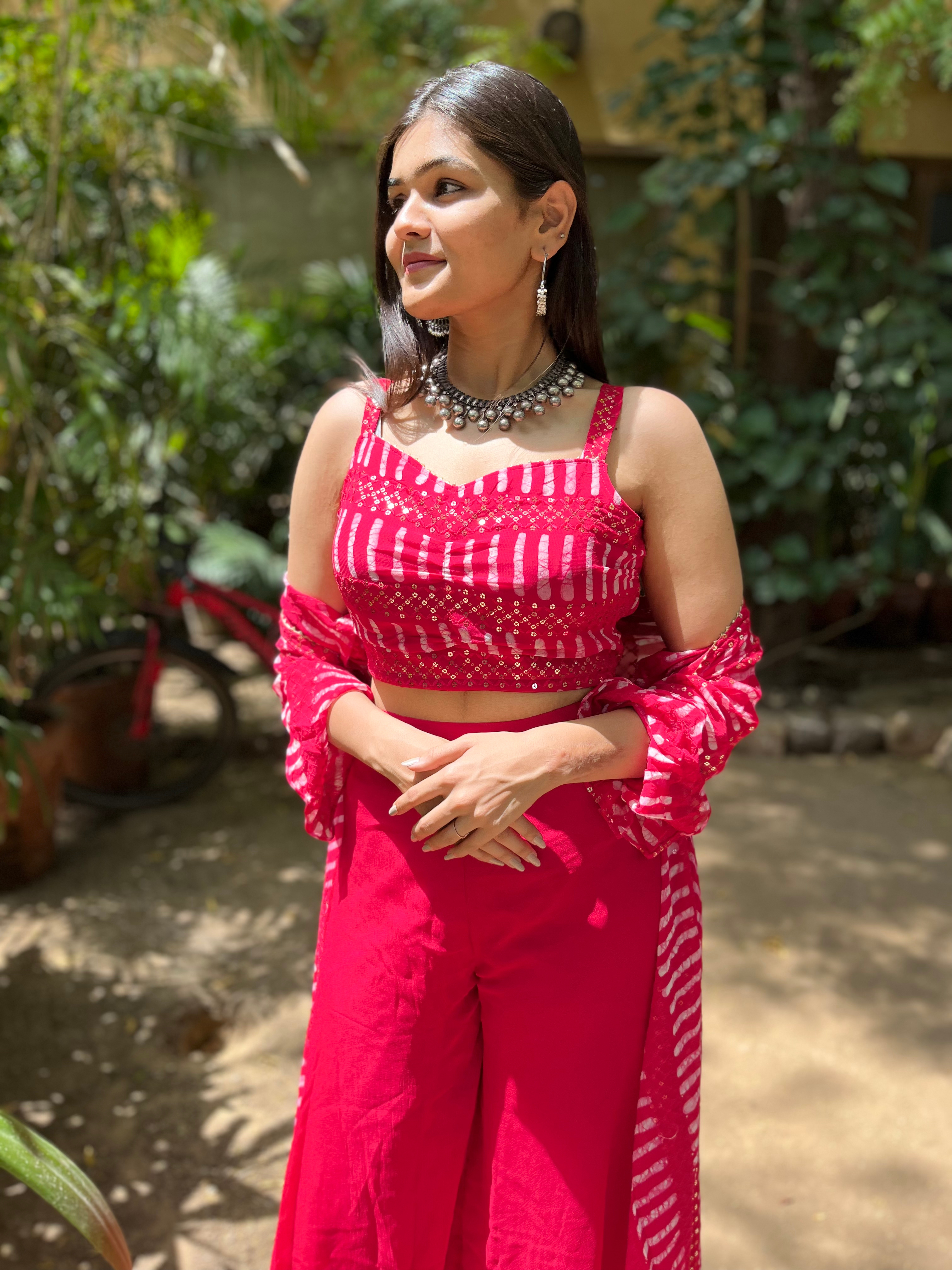 Radiant Rani: Georgette Sequence 3 Piece palazzo Set