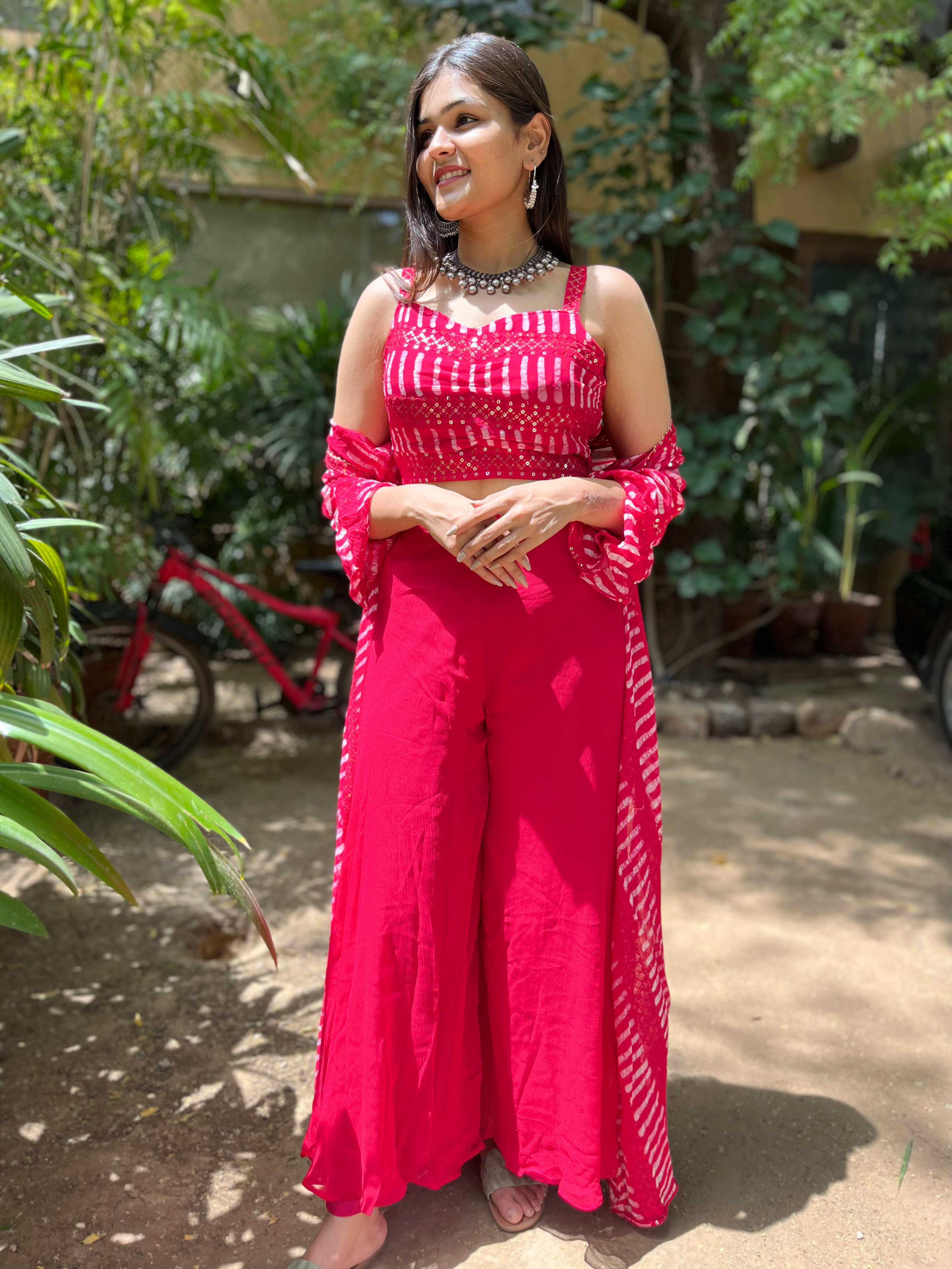 Radiant Rani: Georgette Sequence 3 Piece palazzo Set