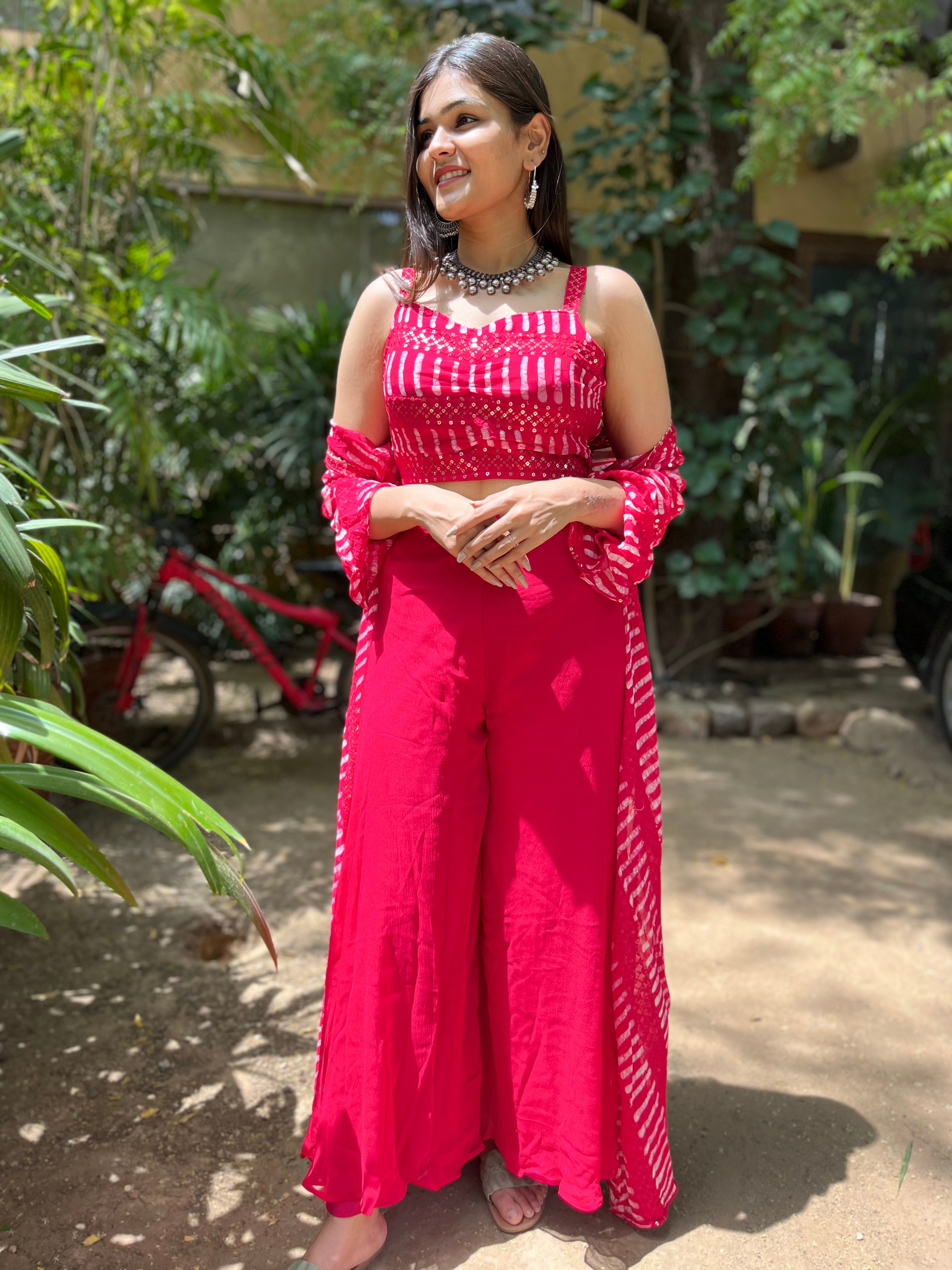 Radiant Rani: Georgette Sequence 3 Piece palazzo Set