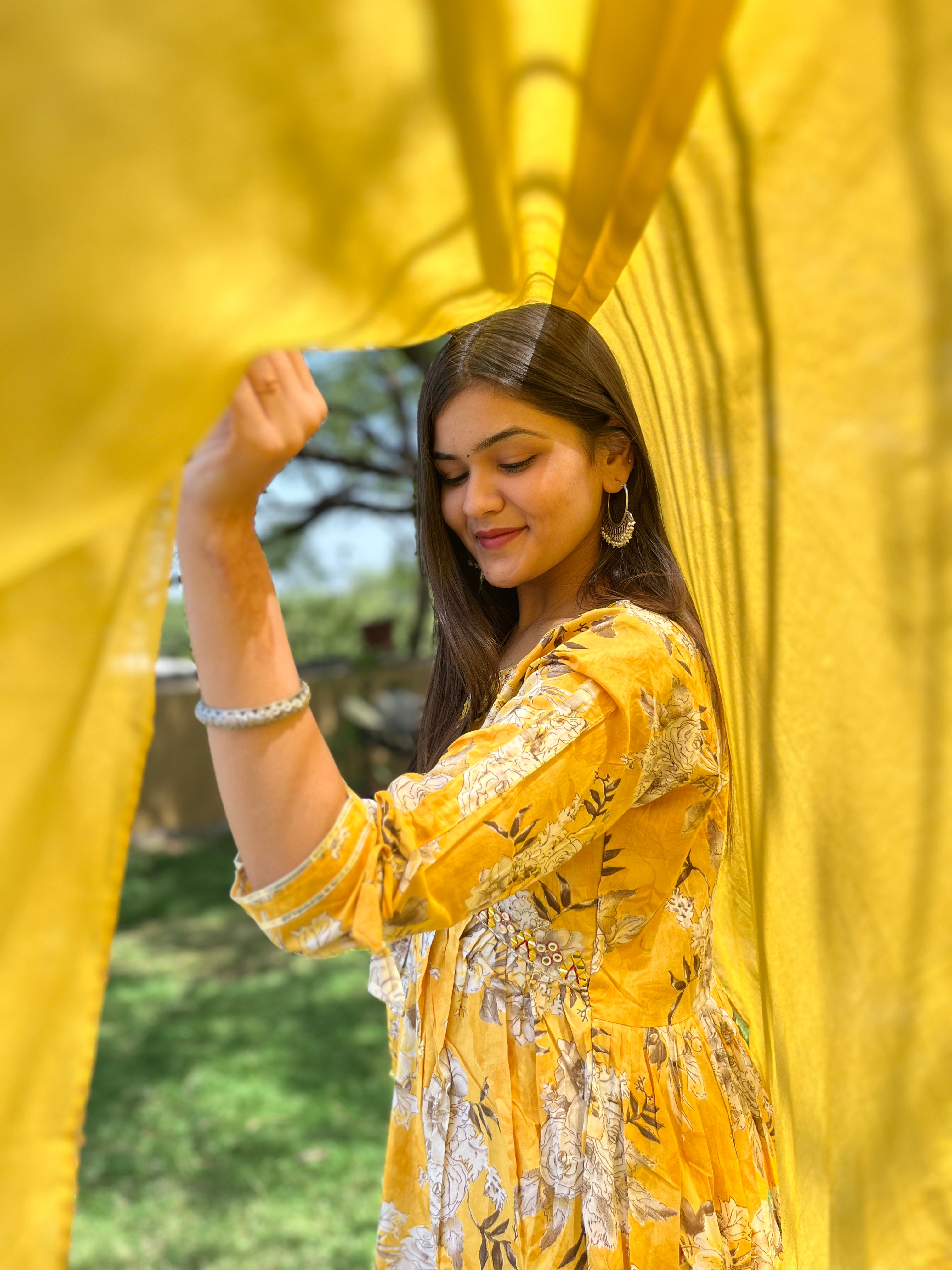 Mul Cotton Alia Cut Sharara Set with Nazlin Dupatta- 3 Piece