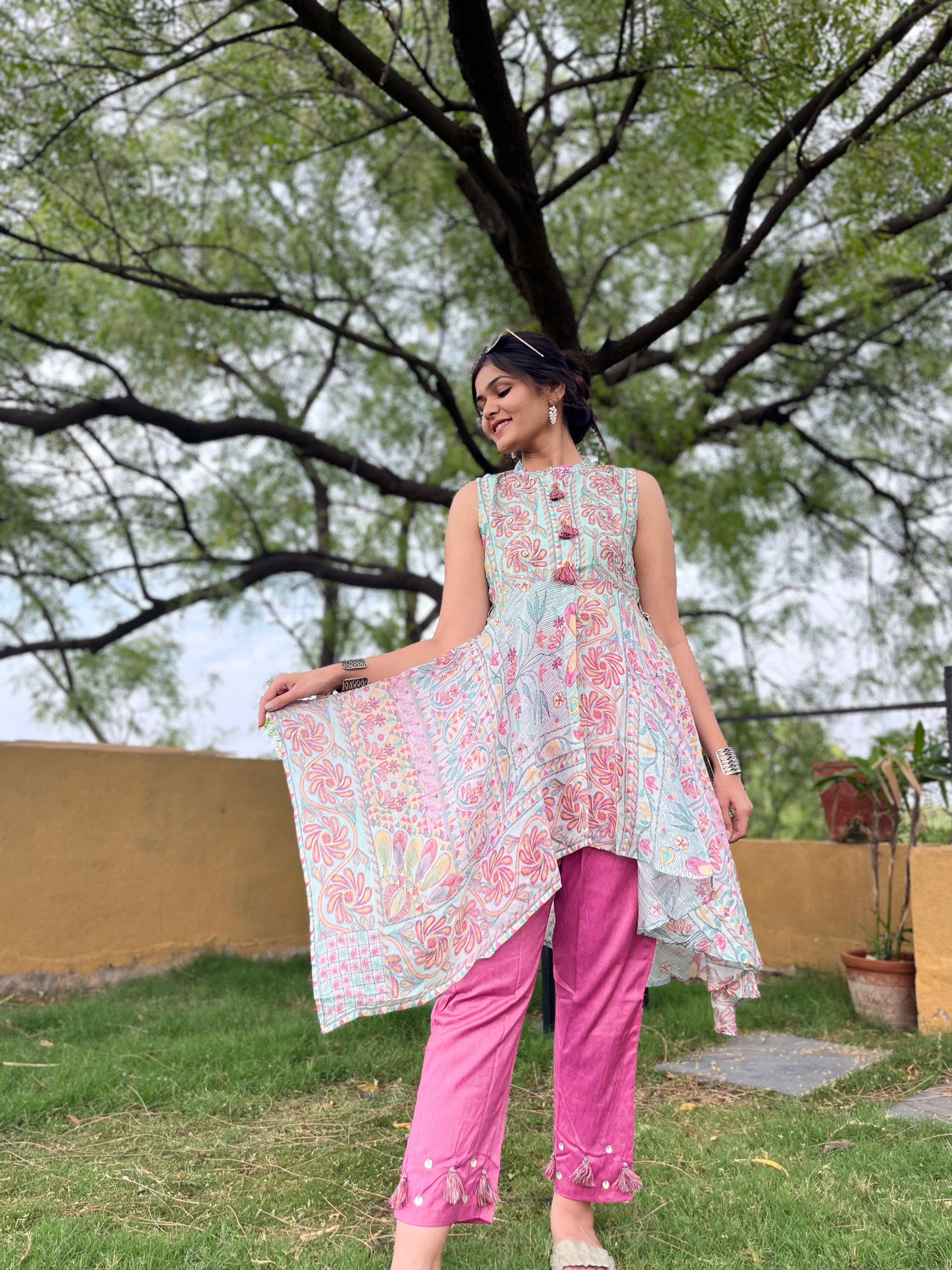 Image of Floral Embroidery Coord -Set - 2 Piece