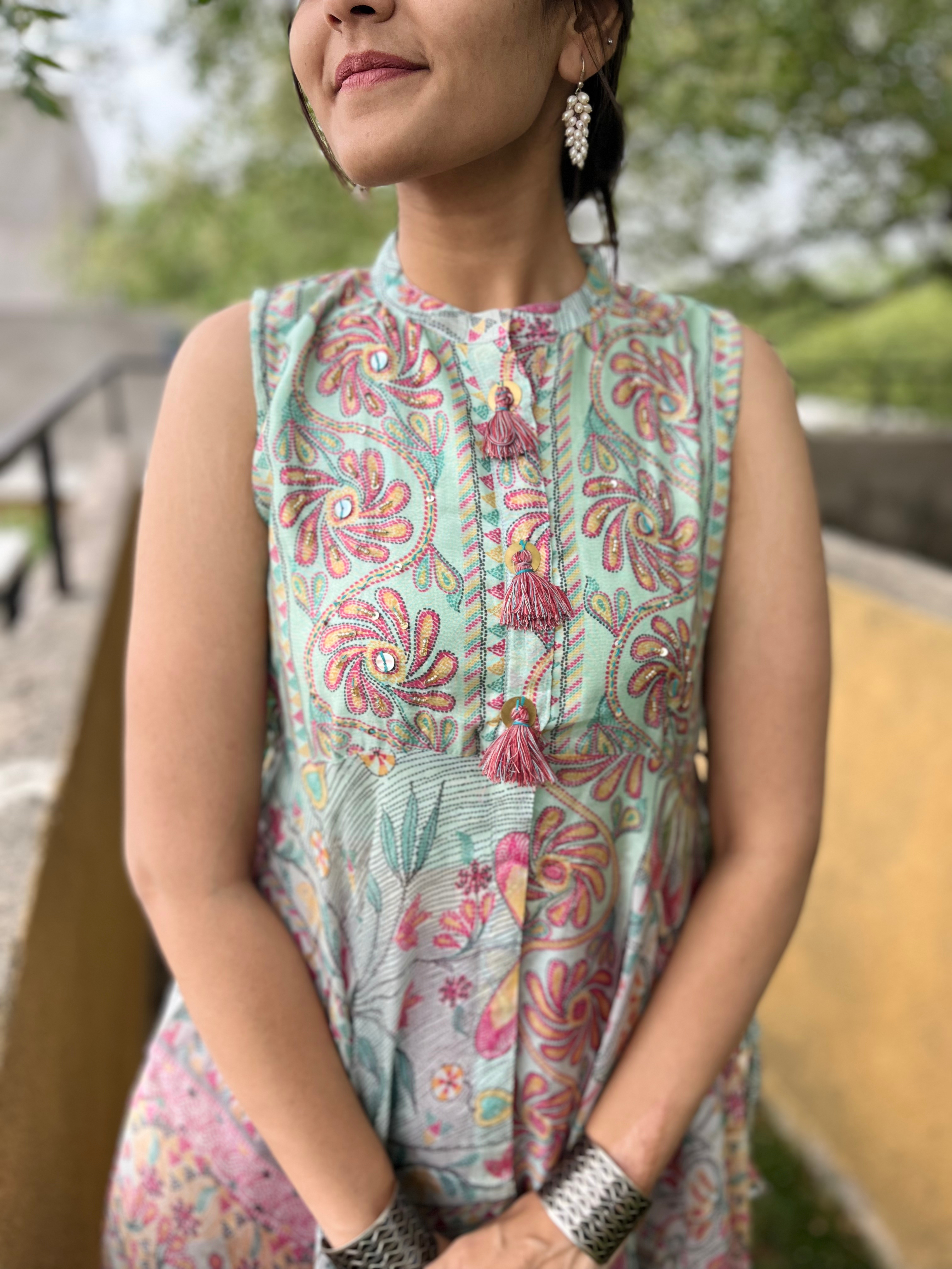 Image of Floral Embroidery Coord -Set - 2 Piece