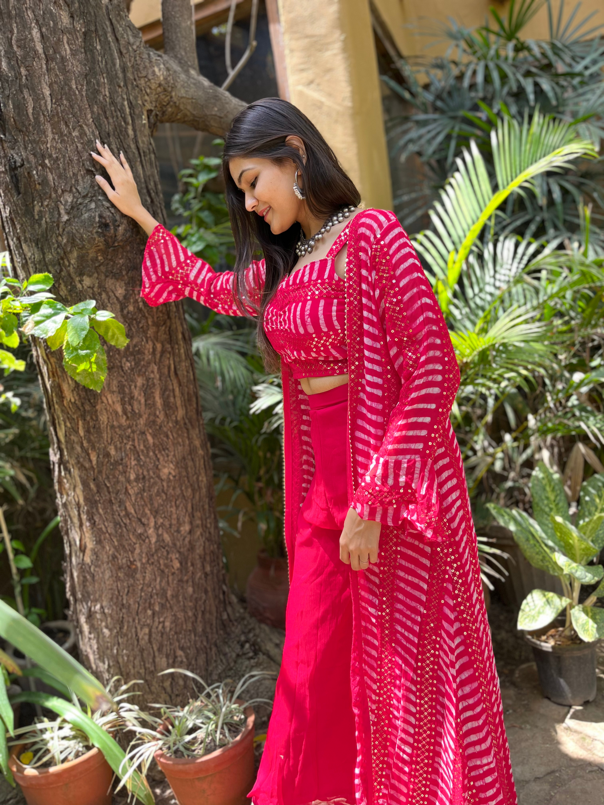 Radiant Rani: Georgette Sequence 3 Piece palazzo Set