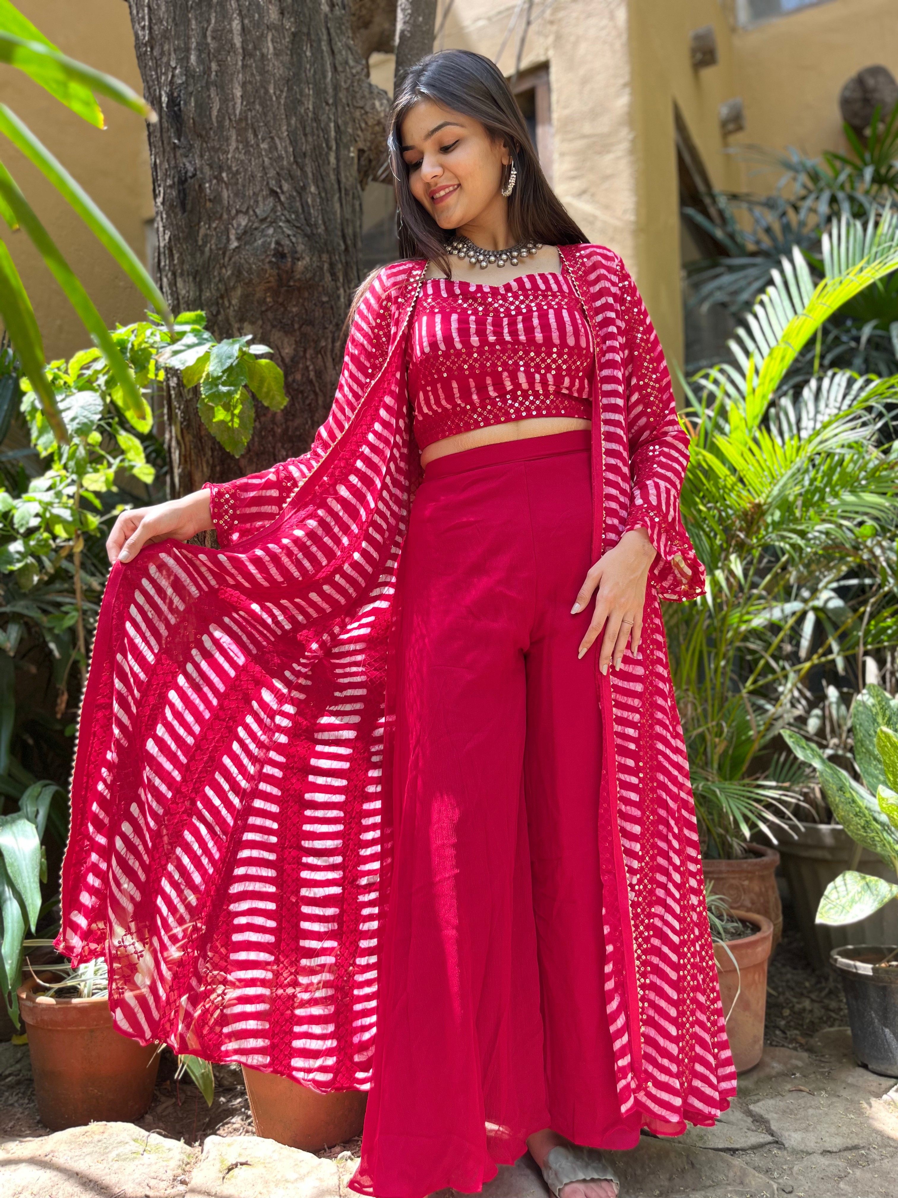Radiant Rani: Georgette Sequence 3 Piece palazzo Set