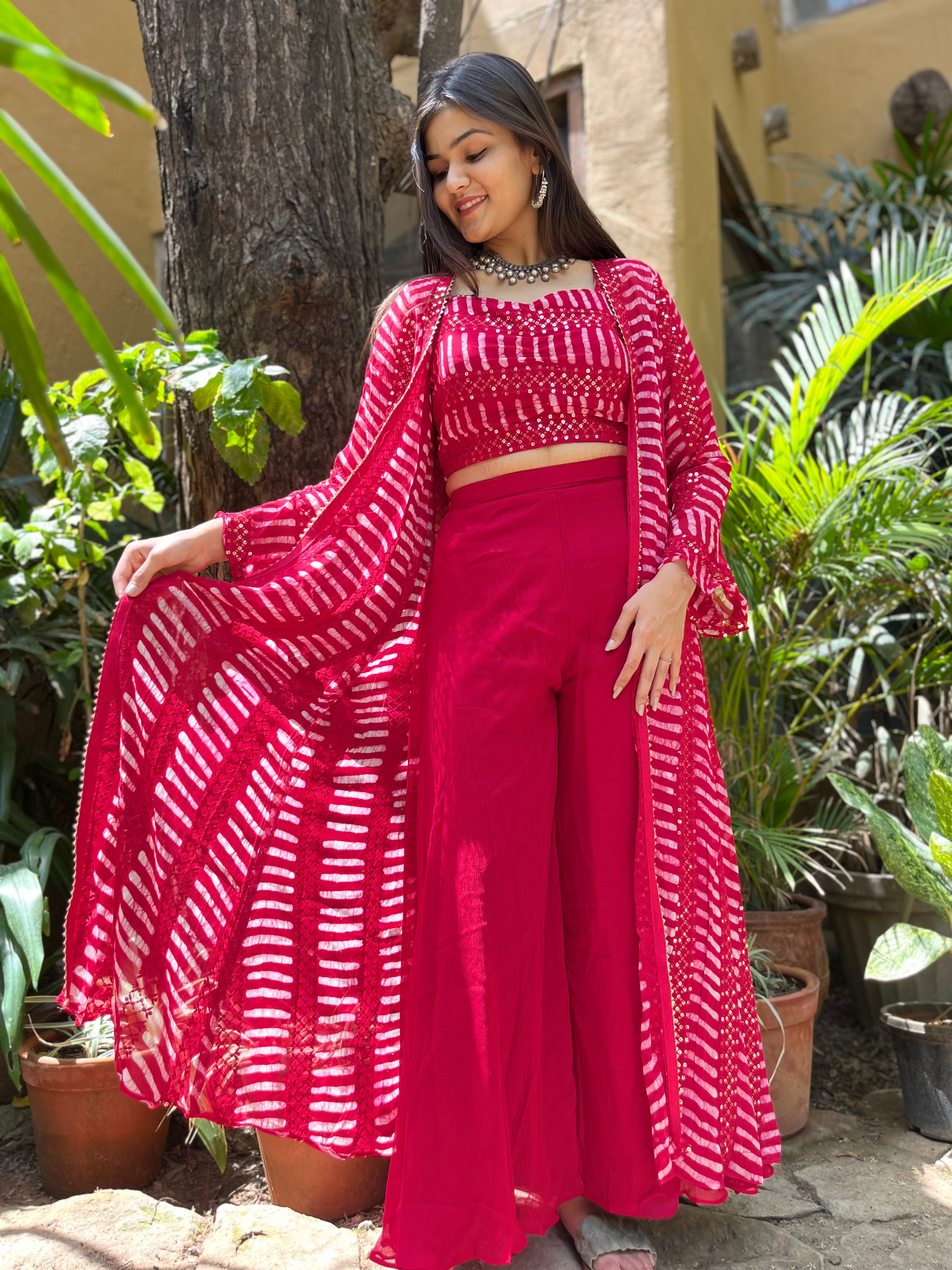 Radiant Rani: Georgette Sequence 3 Piece palazzo Set