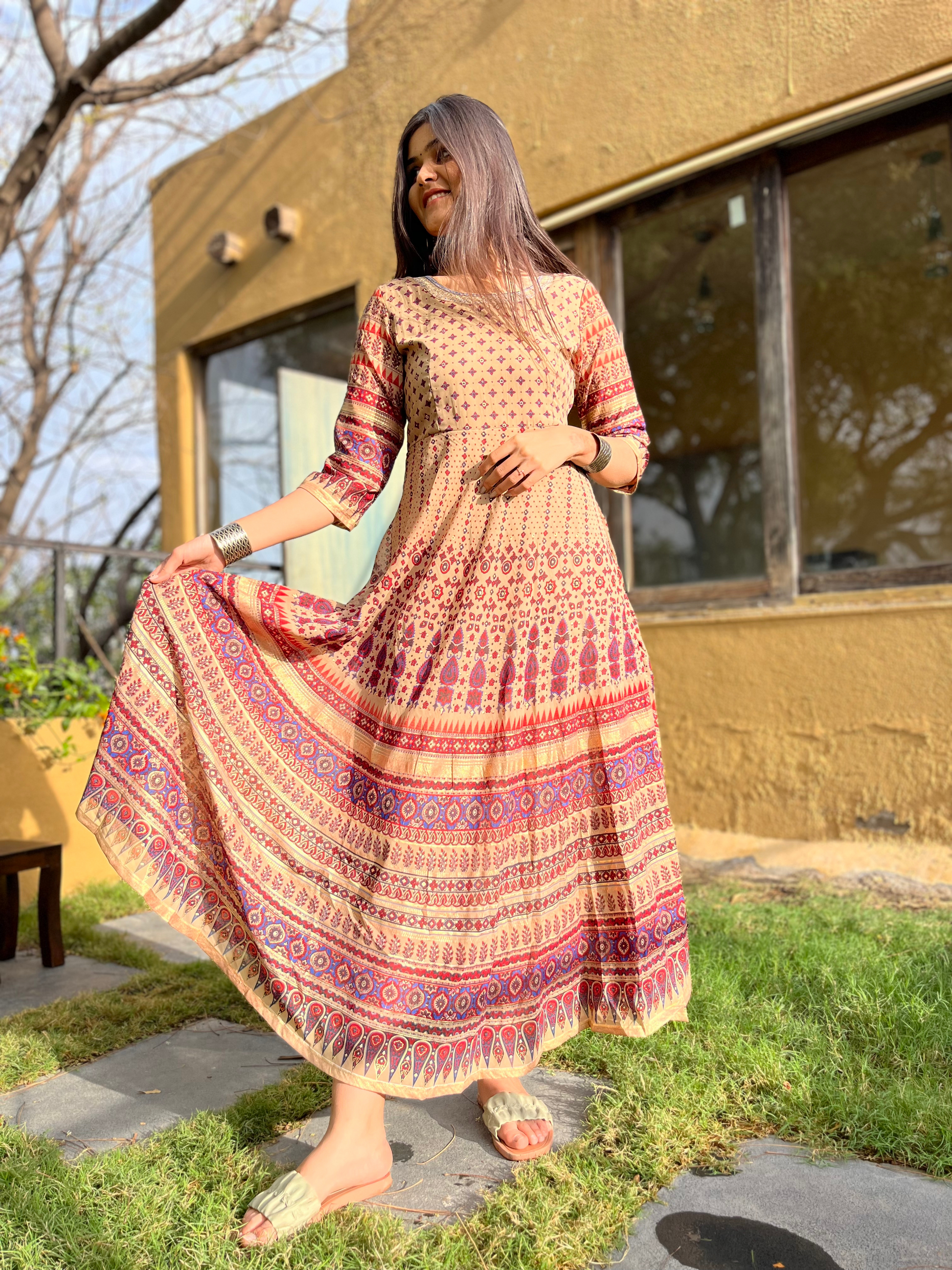 Fox Georgette Gown- Light Brown