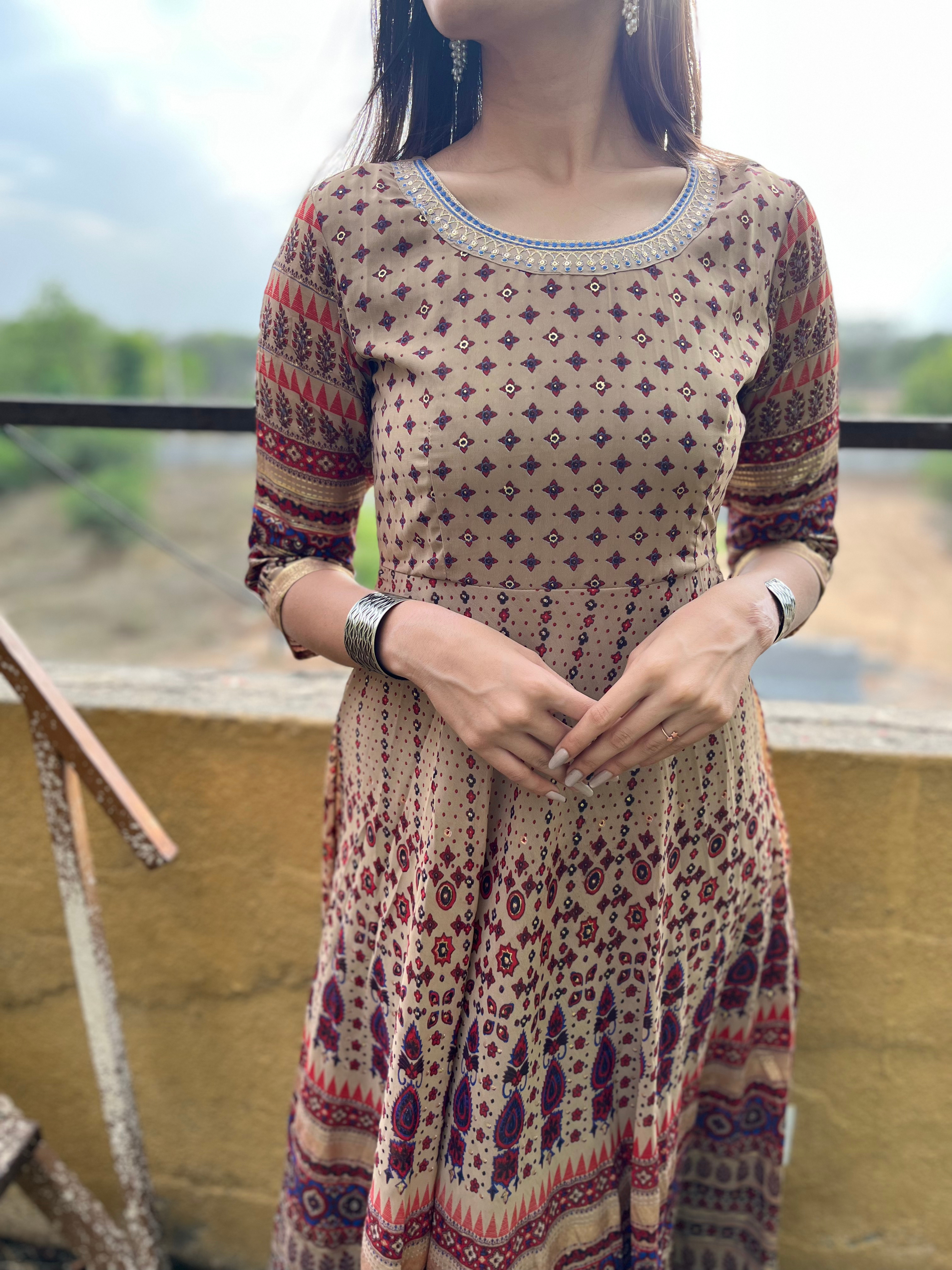 Fox Georgette Gown- Light Brown