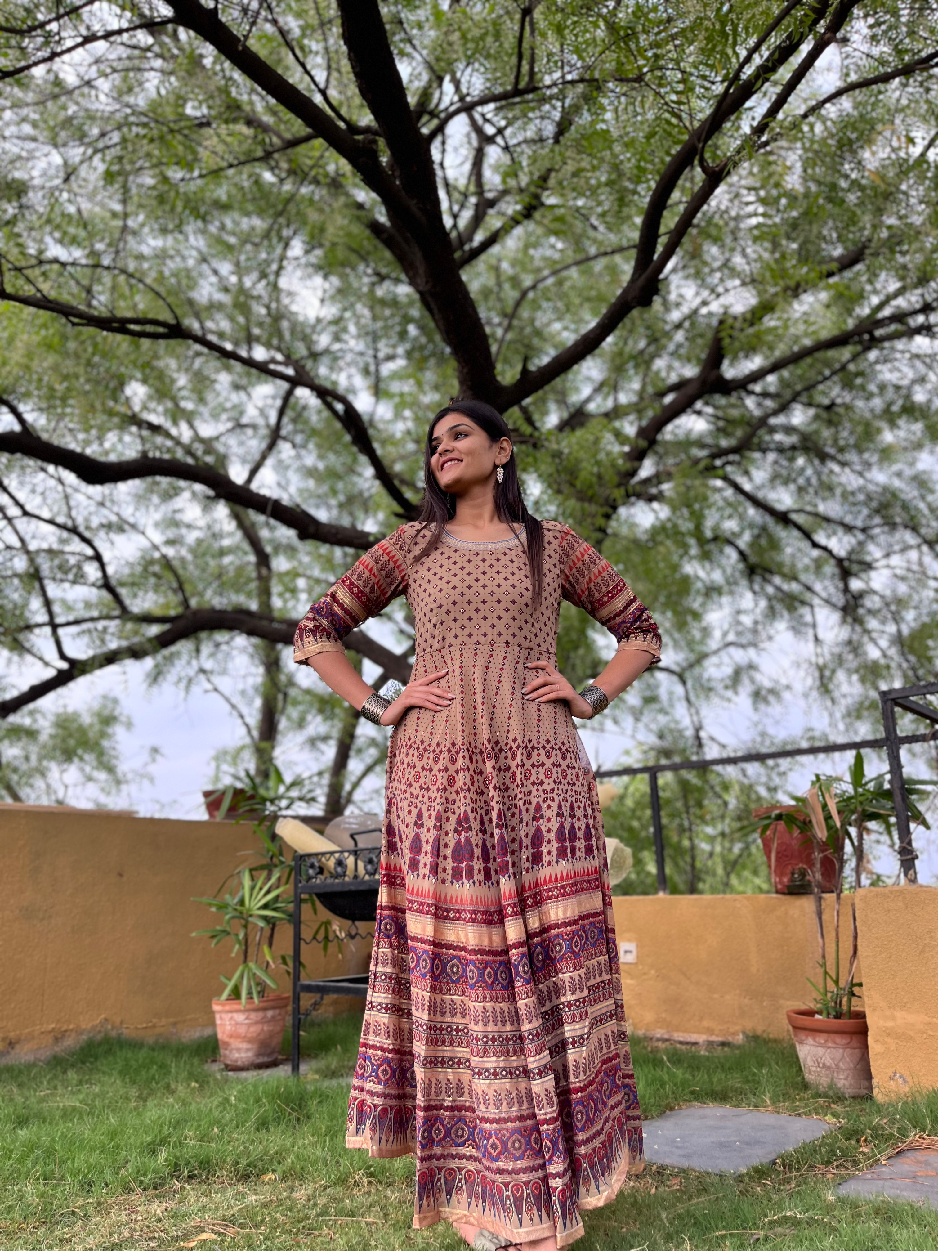 Image of Fox Georgette Gown- Light Brown