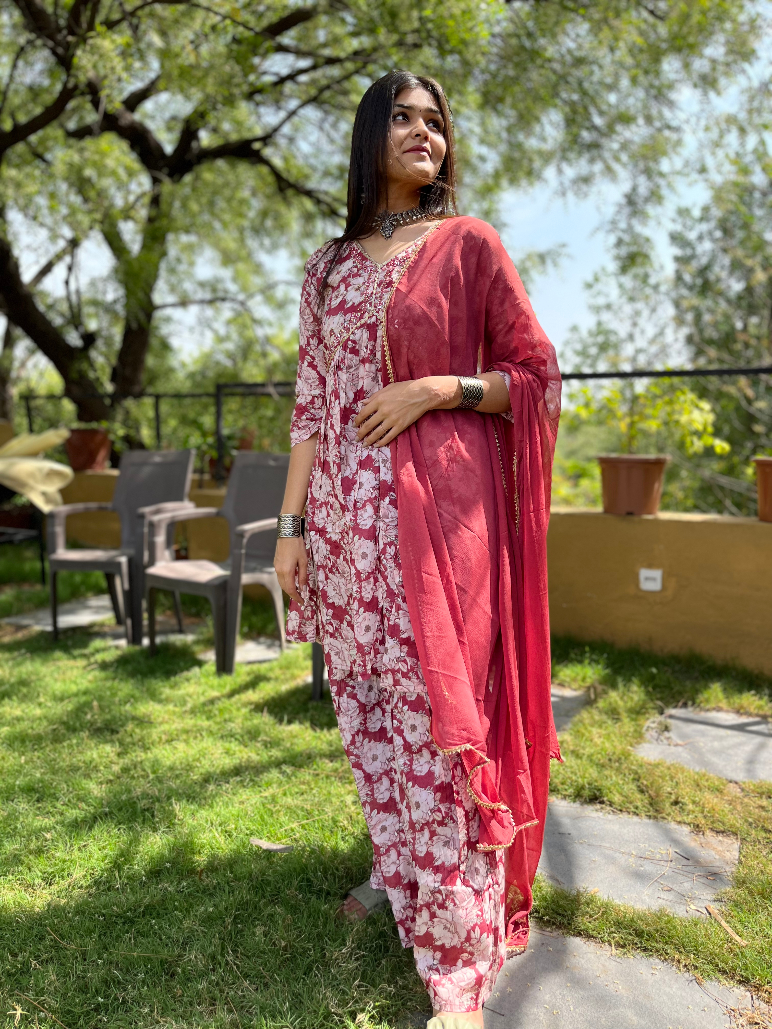 Image of Pure Mul Cotton Sharara Set - 3 Piece