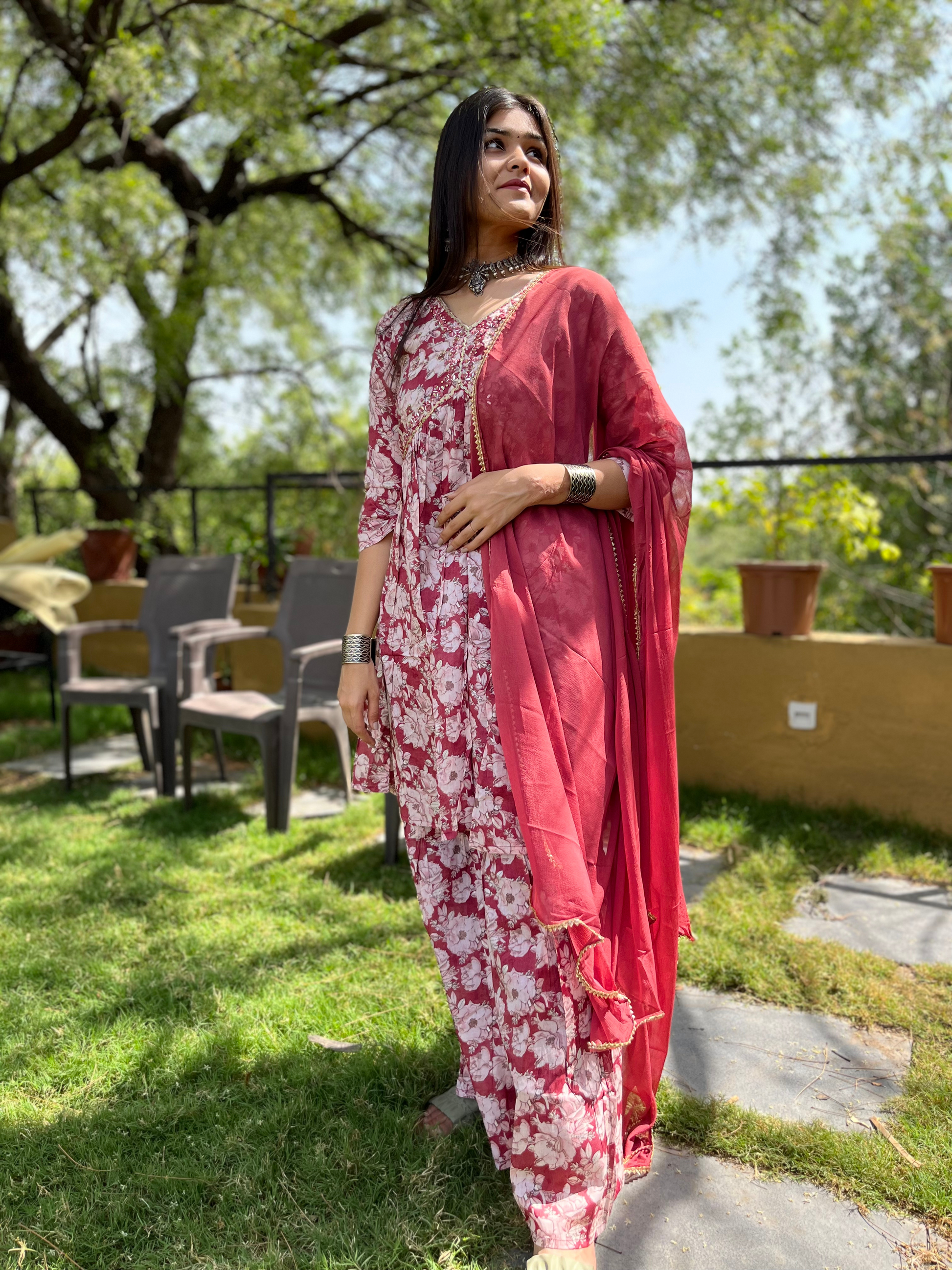 Pure Mul Cotton Sharara Set - 3 Piece