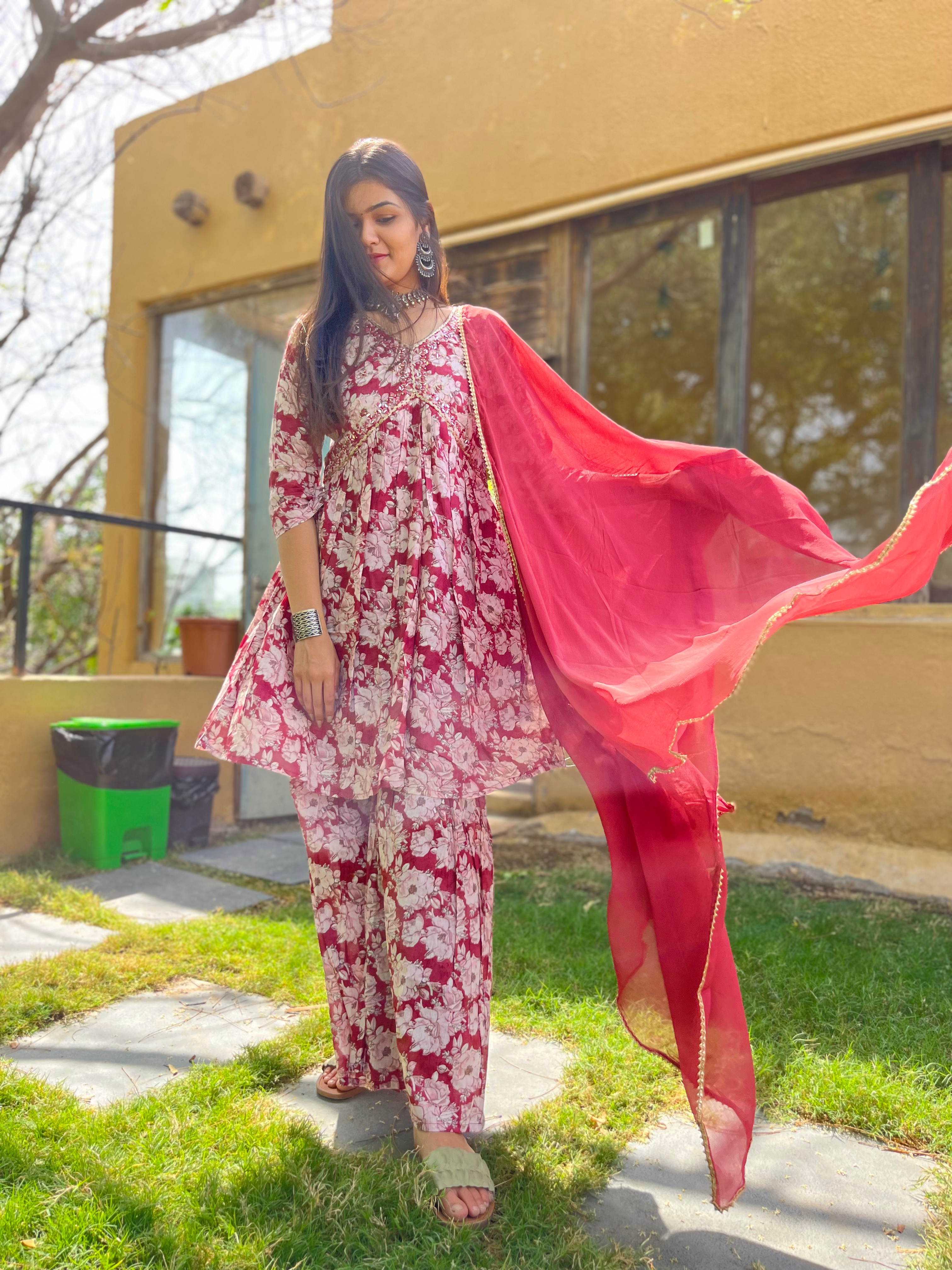 Image of Pure Mul Cotton Sharara Set - 3 Piece