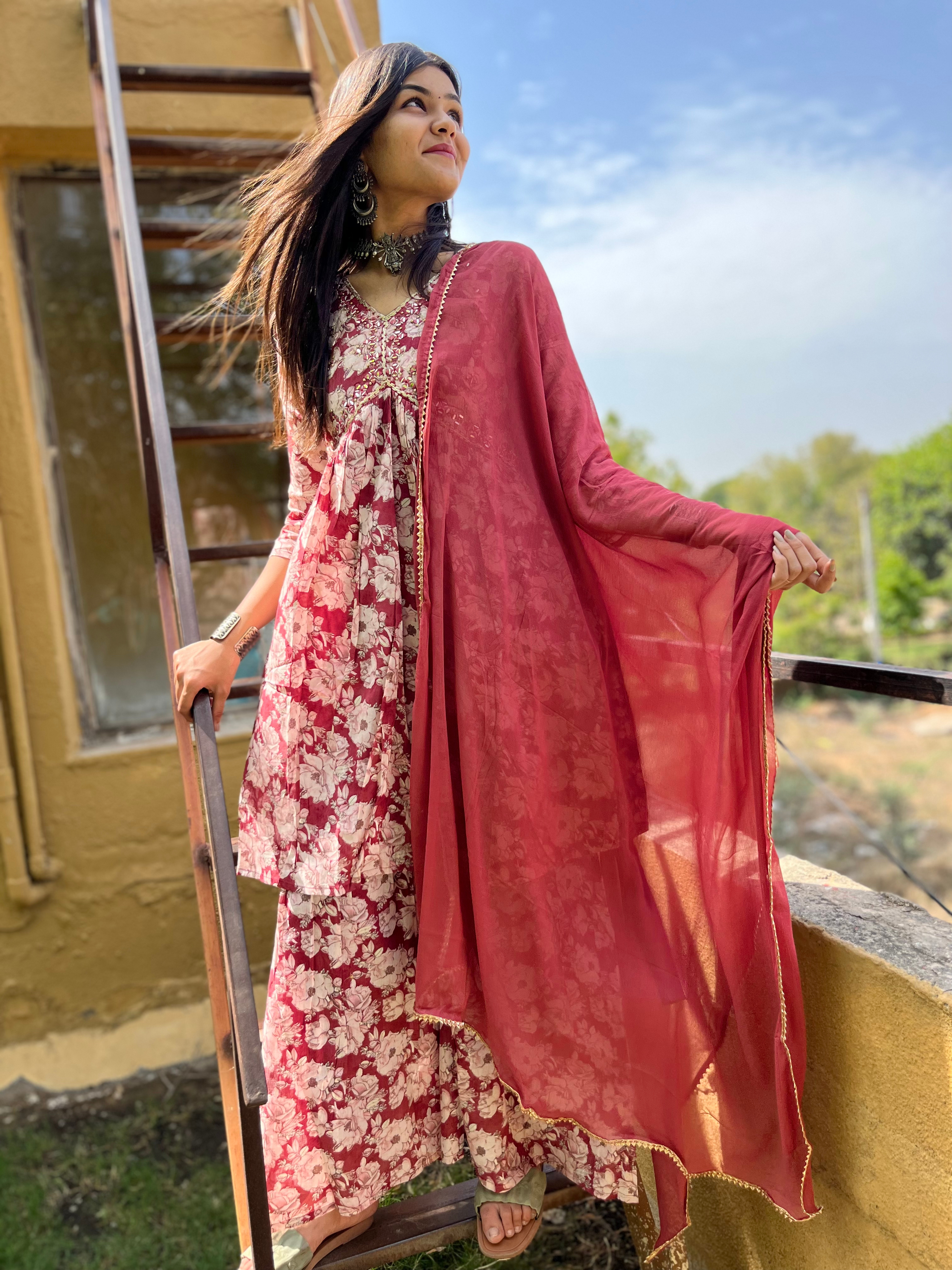 Image of Pure Mul Cotton Sharara Set - 3 Piece