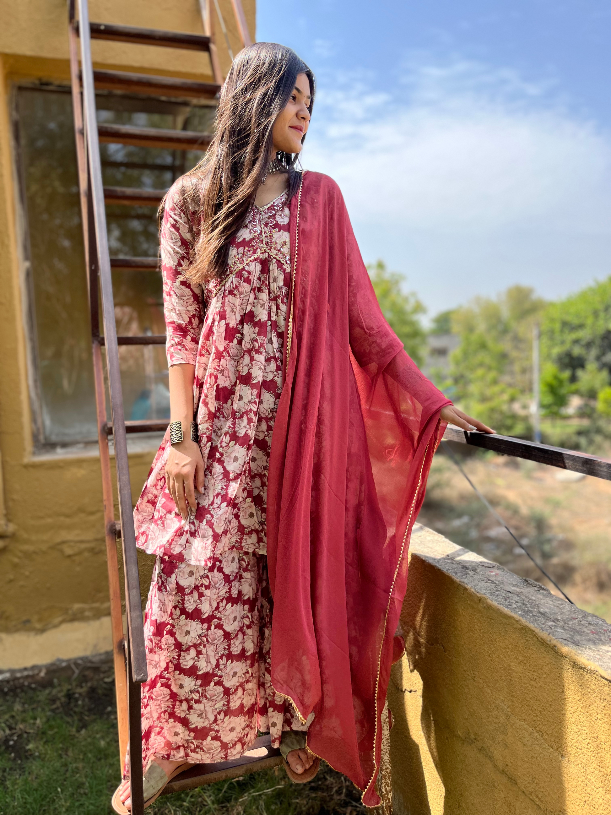 Pure Mul Cotton Sharara Set - 3 Piece