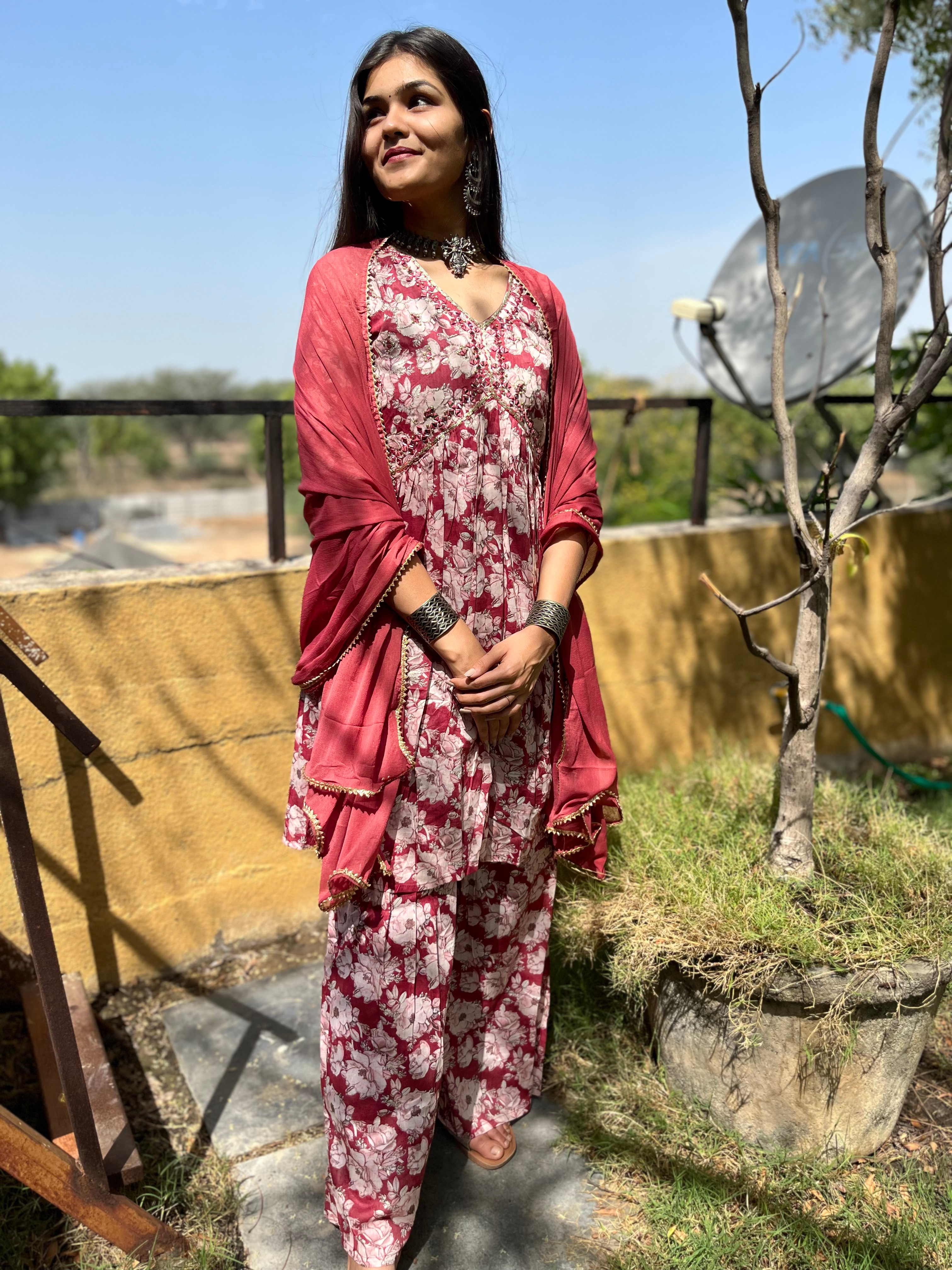 Image of Pure Mul Cotton Sharara Set - 3 Piece