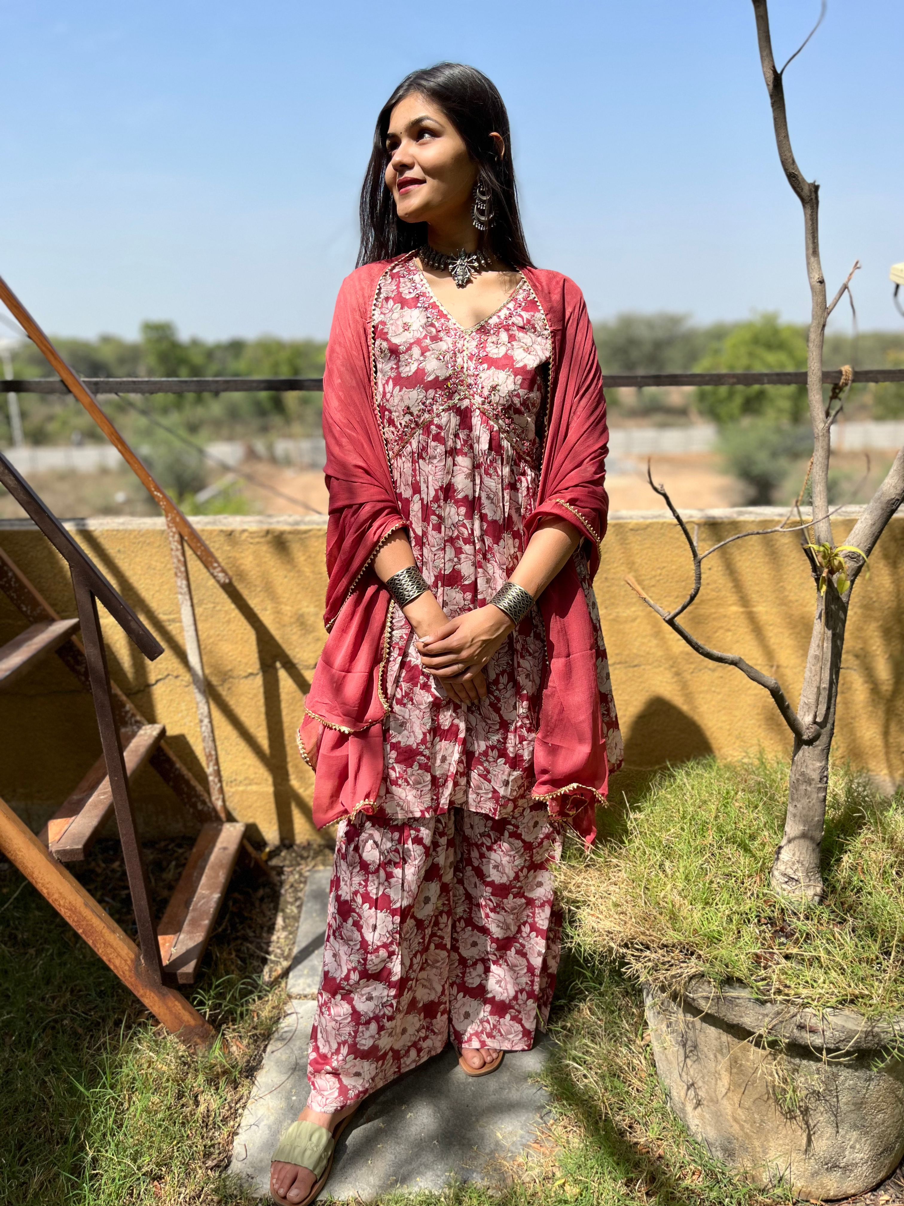 Pure Mul Cotton Sharara Set - 3 Piece