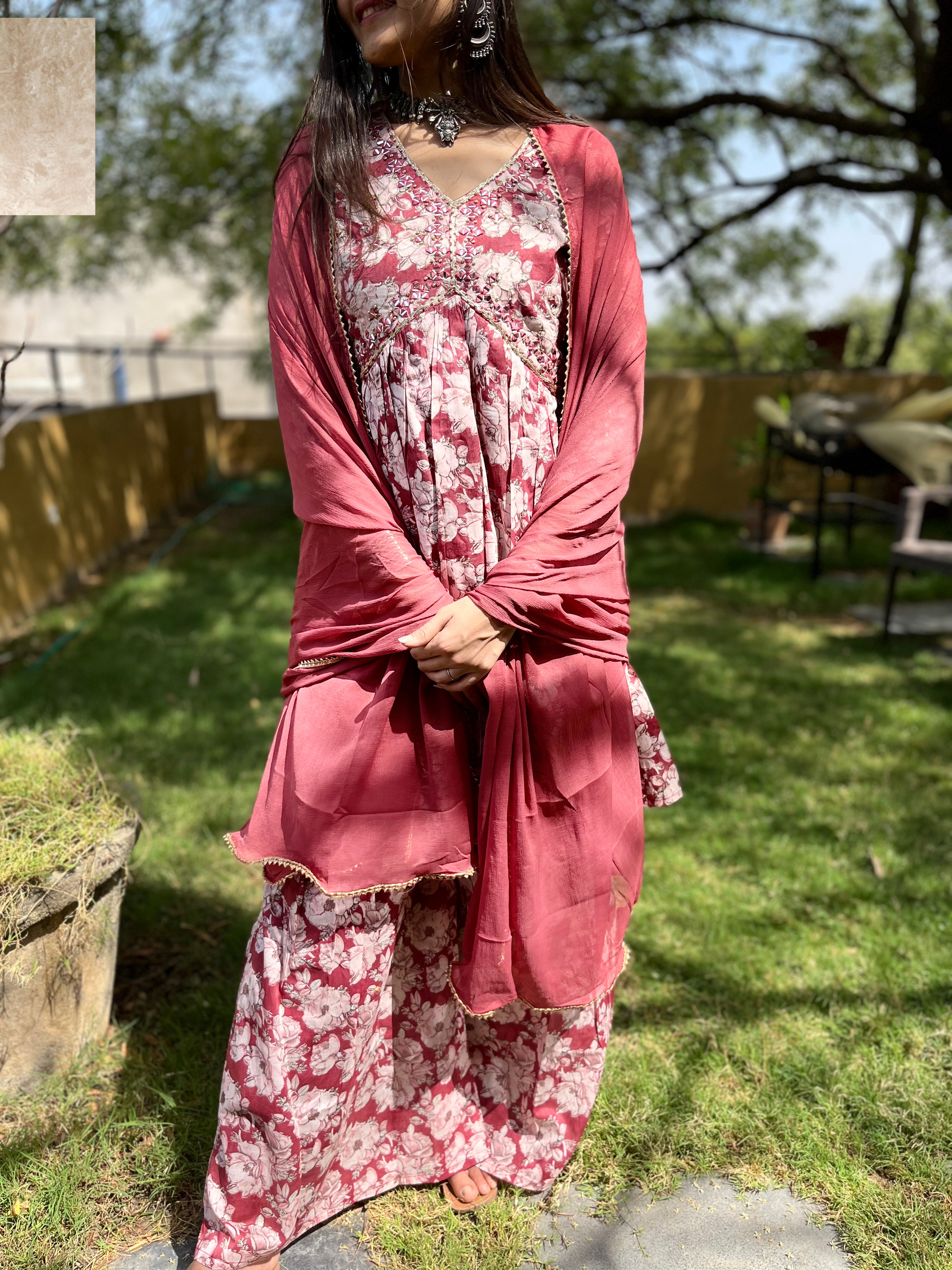 Pure Mul Cotton Sharara Set - 3 Piece