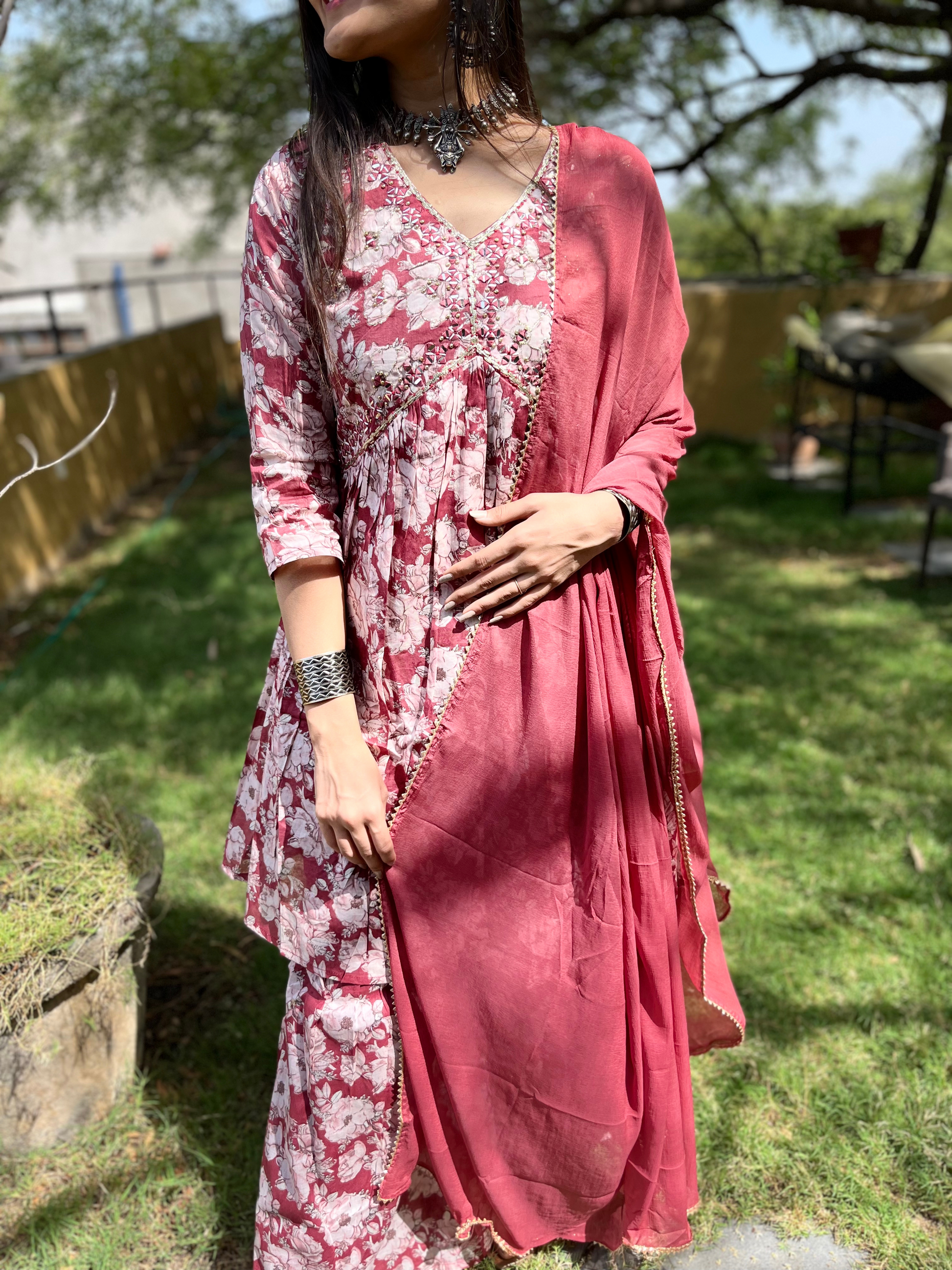 Pure Mul Cotton Sharara Set - 3 Piece