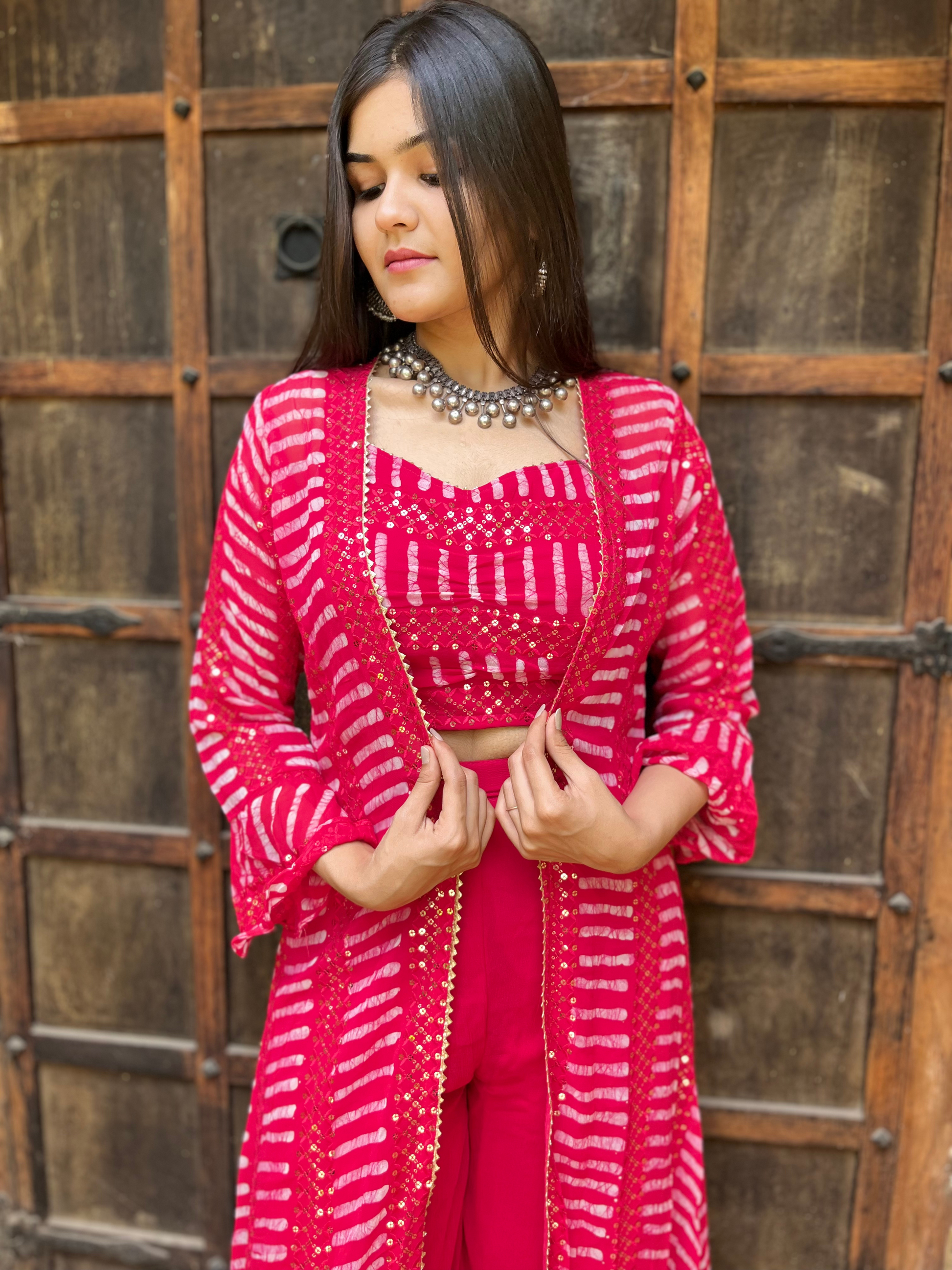 Radiant Rani: Georgette Sequence 3 Piece palazzo Set