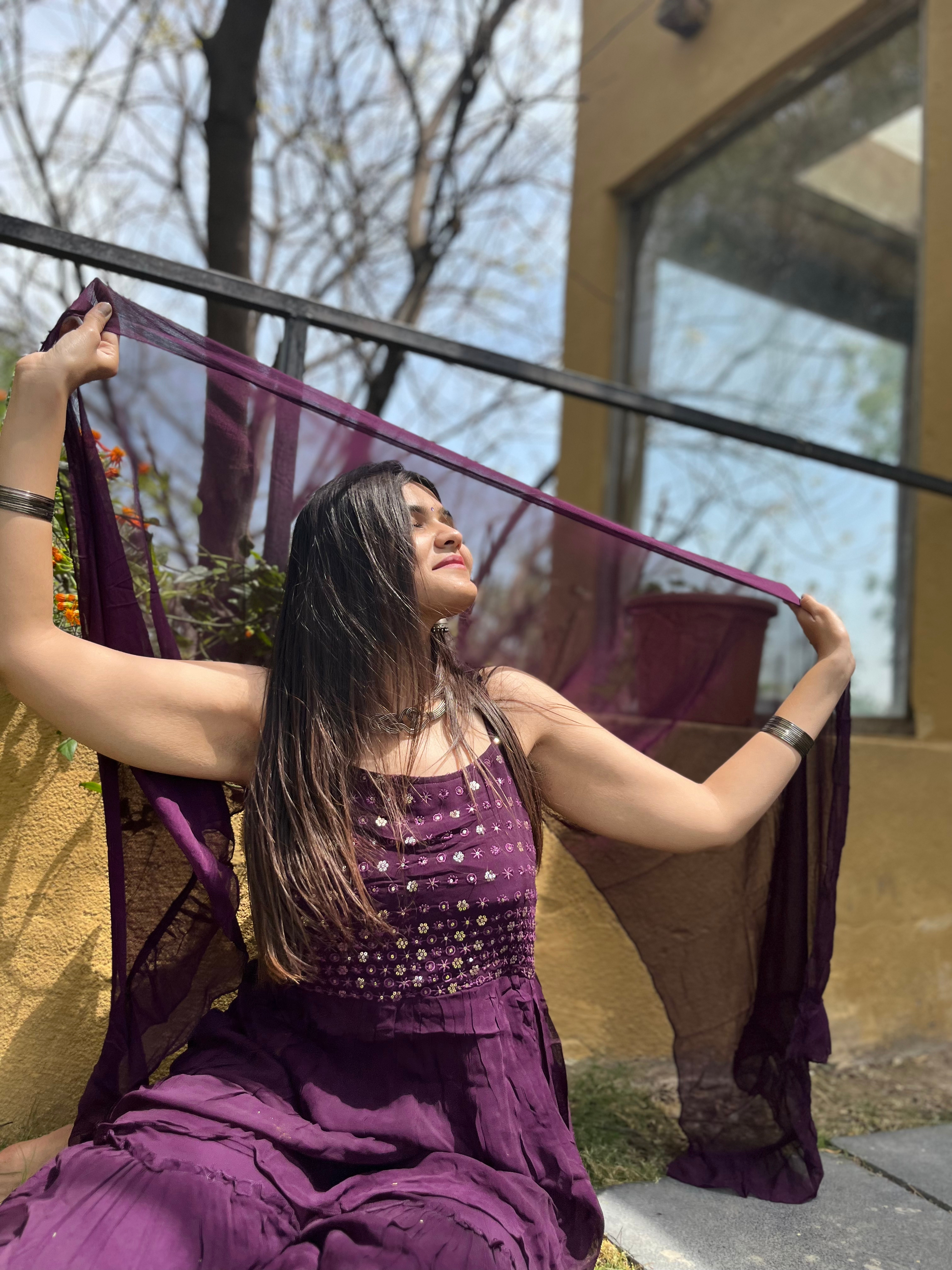 Image of Vibrant Violet Sharara Set - 3 Piece