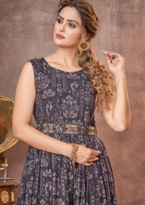 Pure Muslin Denim Blue Jumpsuit with work