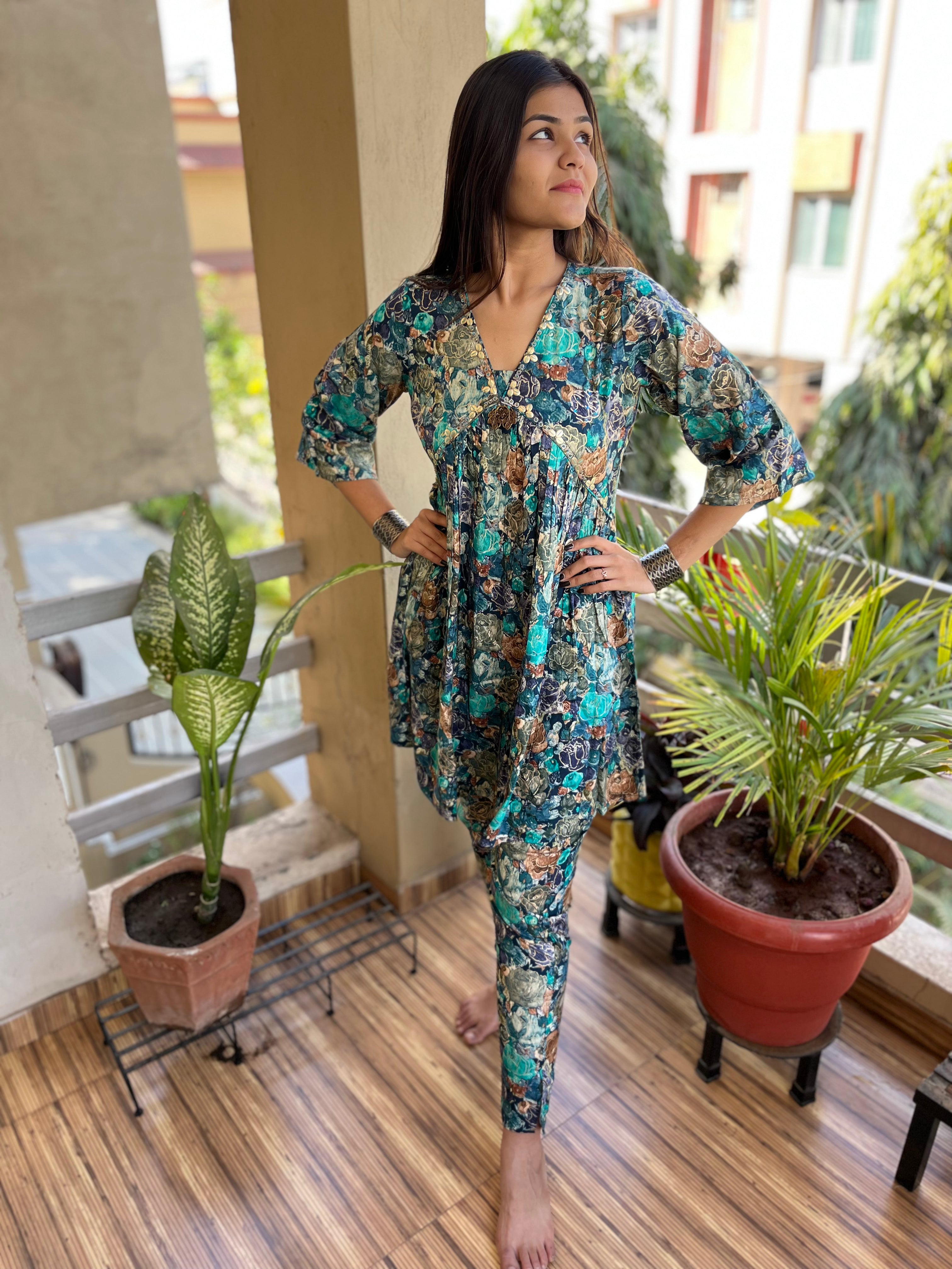 Image of Rayon Alia Cut : Co-ord Set