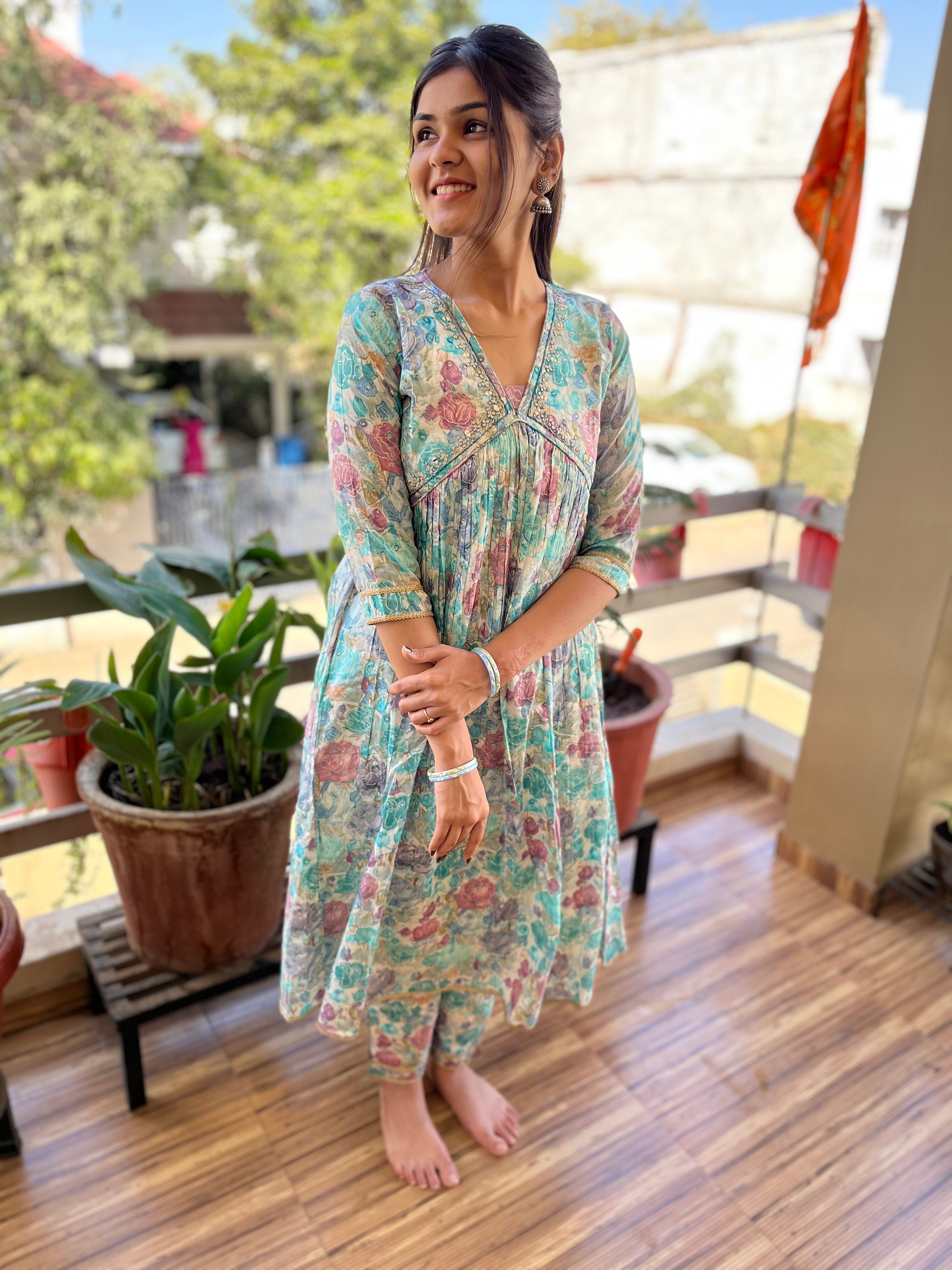 Image of 2 Piece Kurti Set- Sky Blue