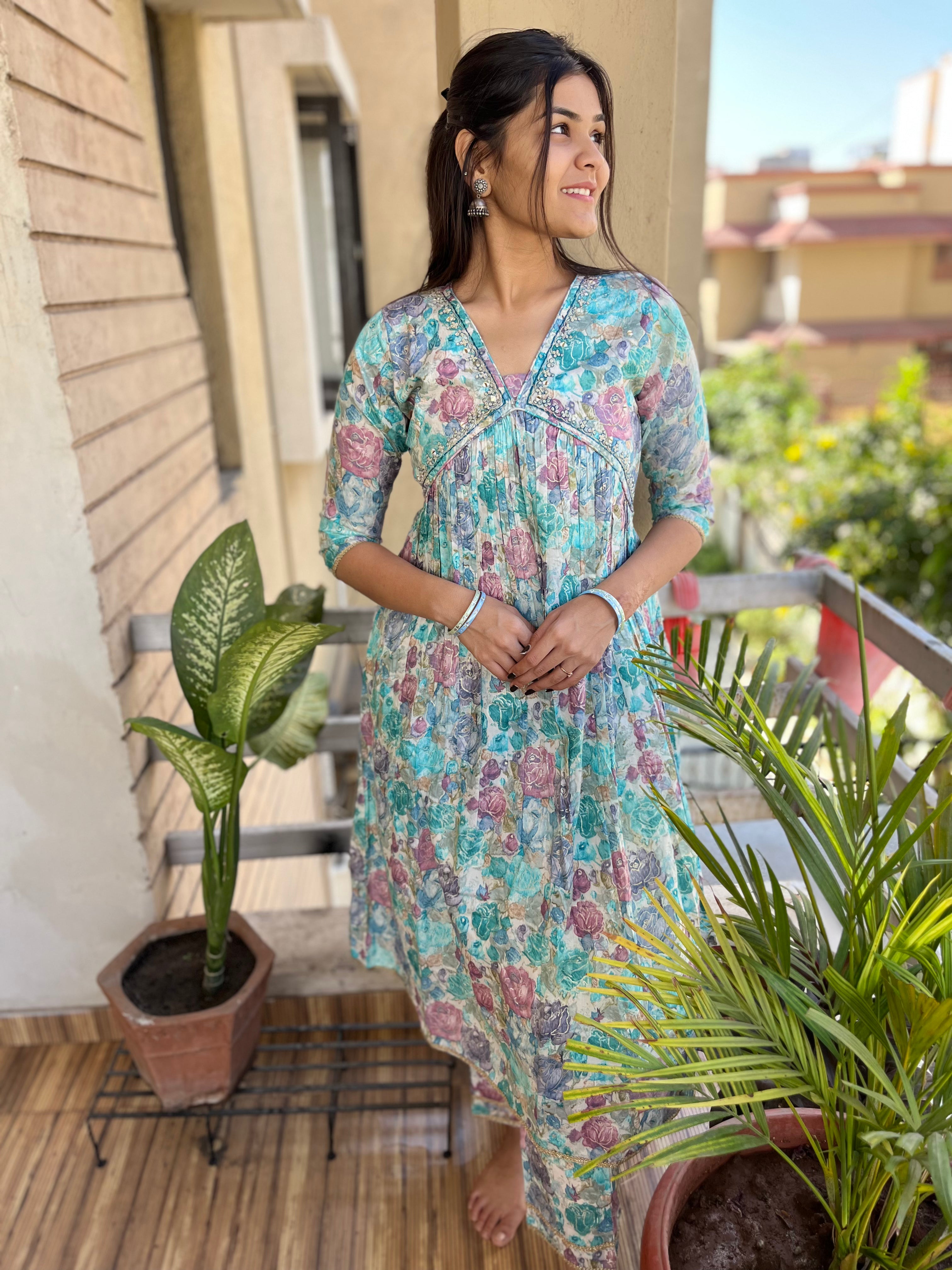 Image of 2 Piece Kurti Set- Sky Blue