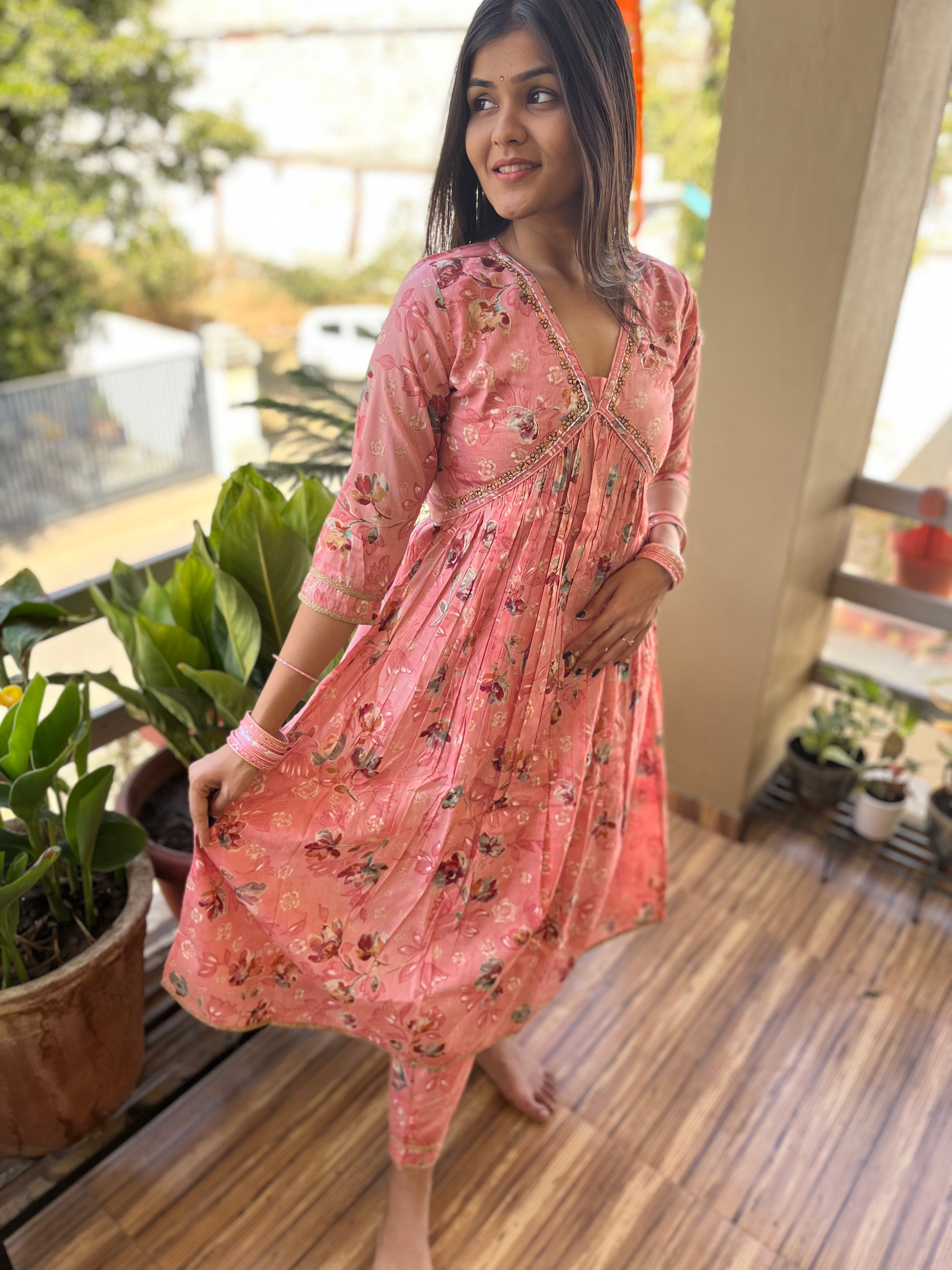 2 Piece Kurti Set- Peach