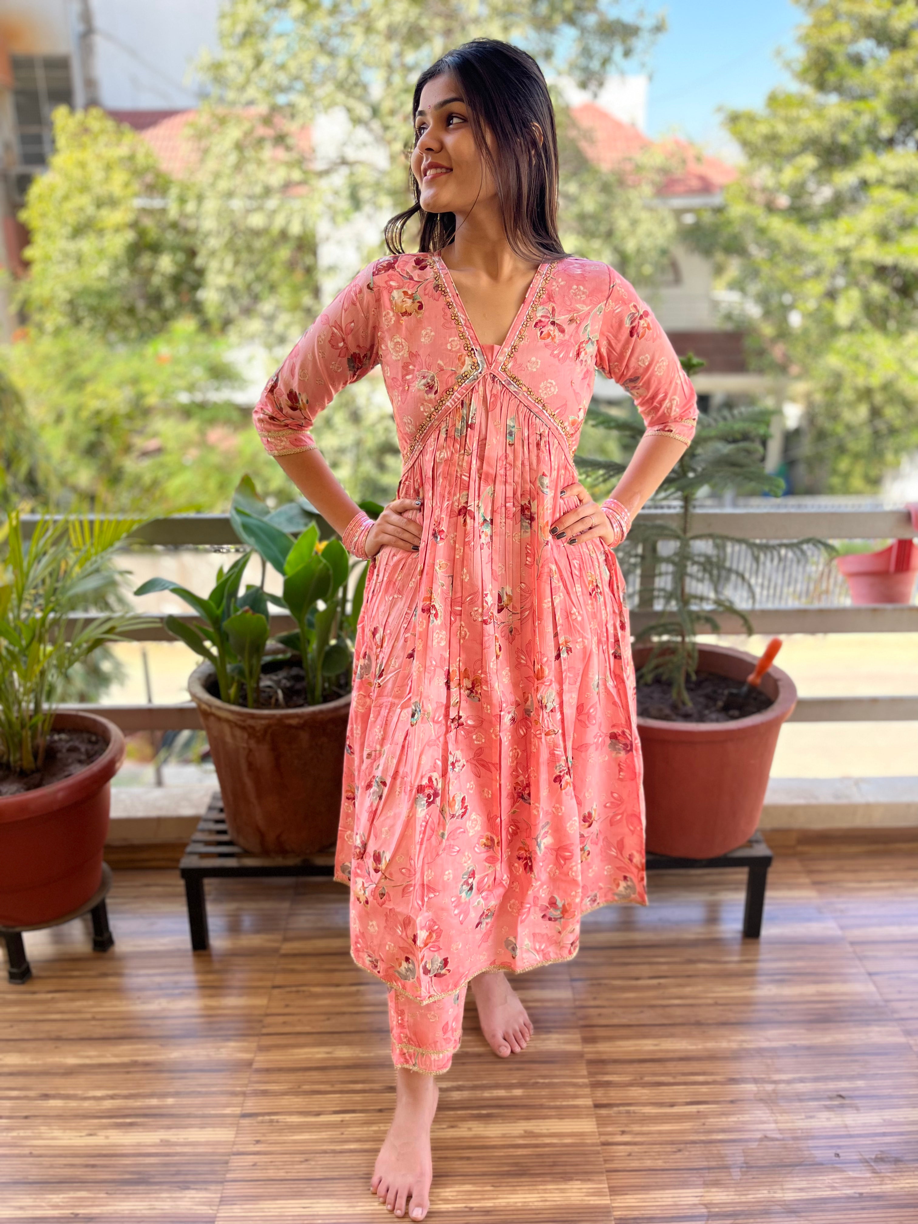 Image of 2 Piece Kurti Set- Peach