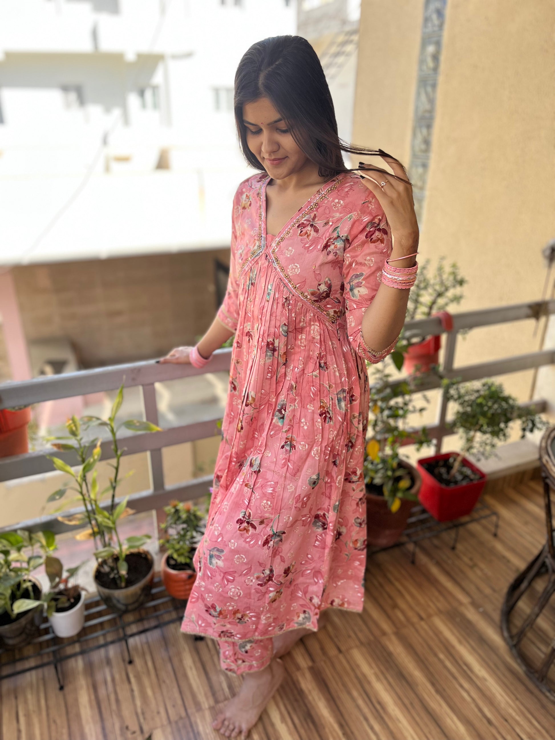 2 Piece Kurti Set- Peach