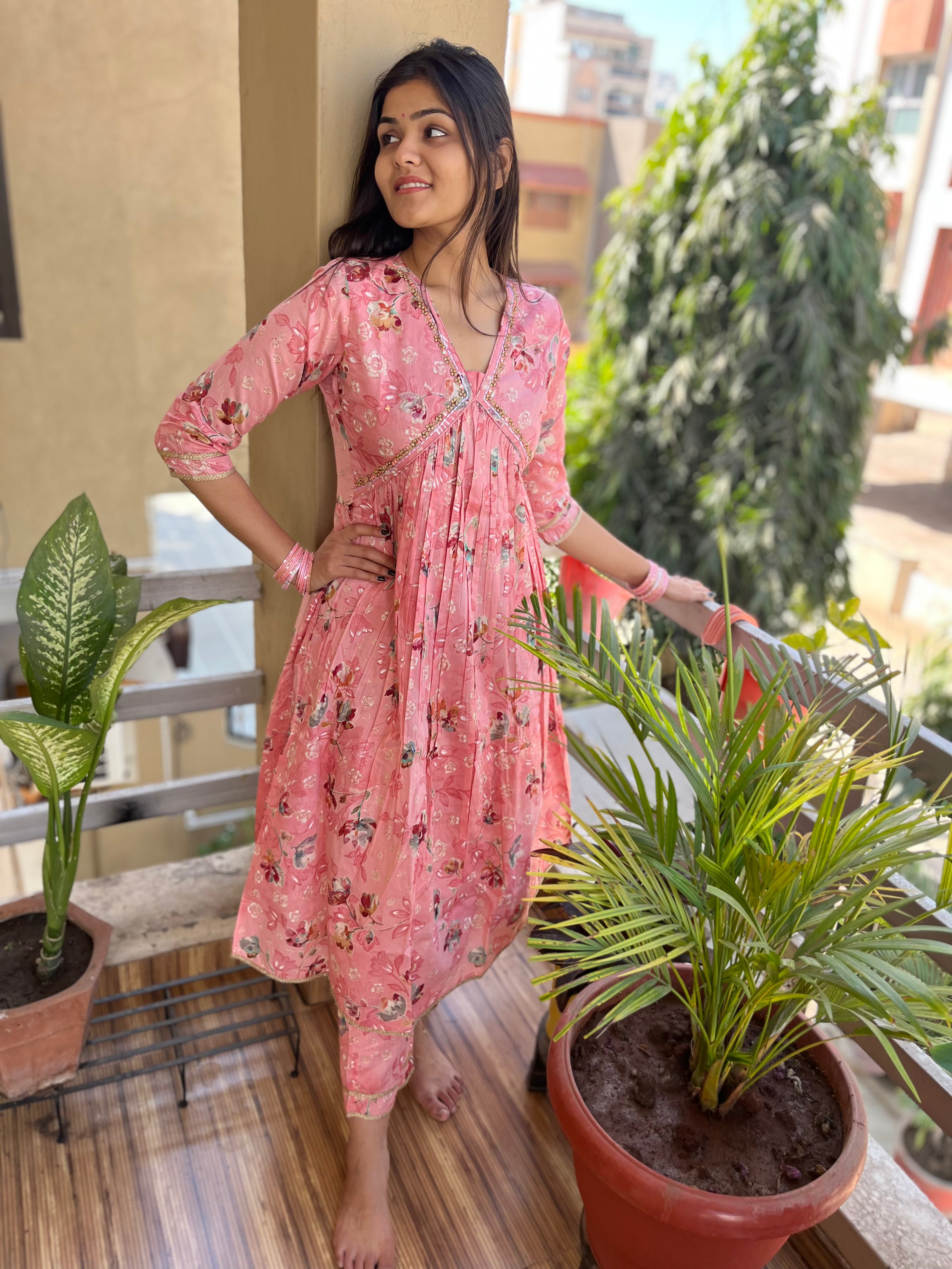 Image of 2 Piece Kurti Set- Peach