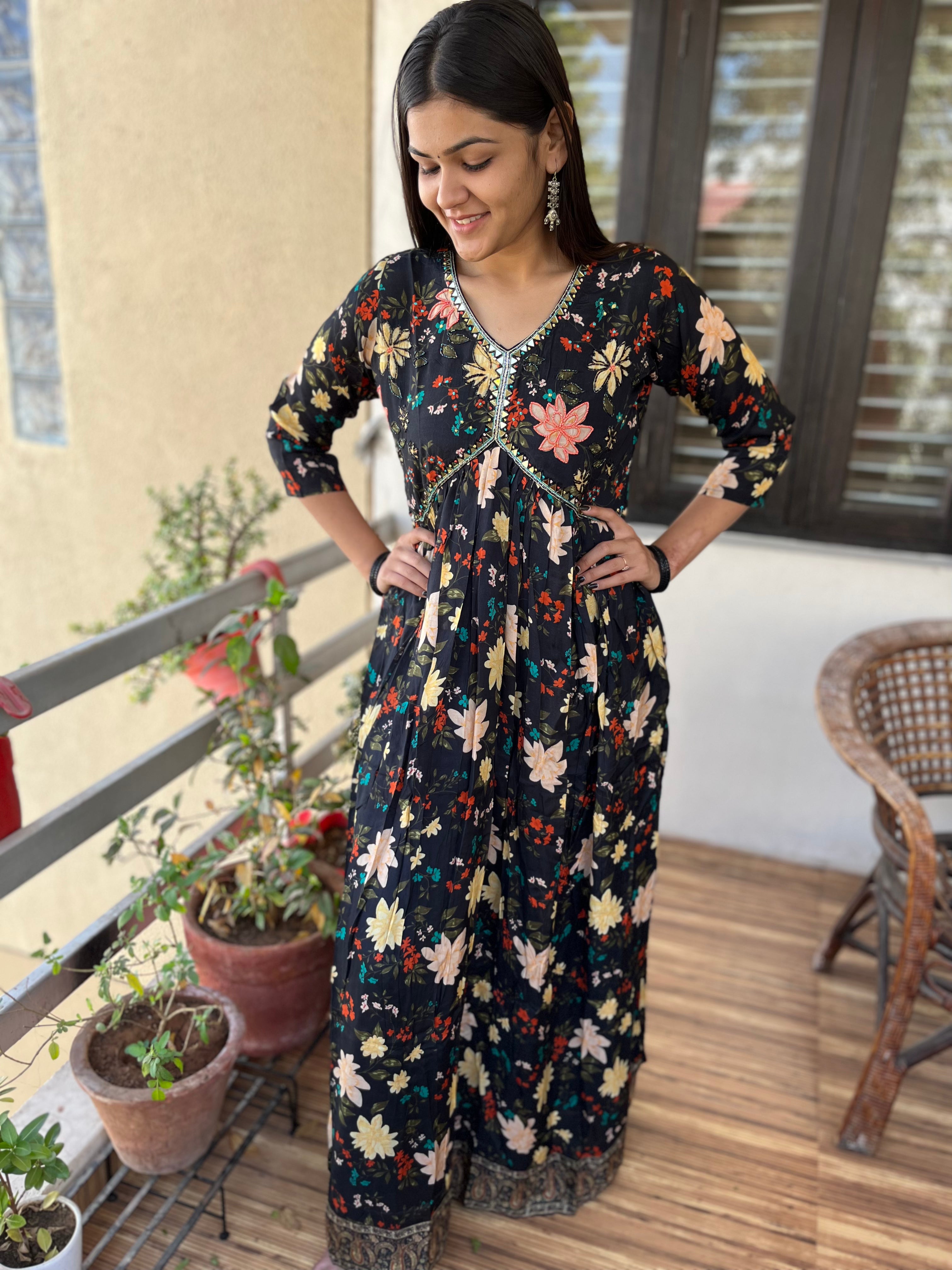 Image of Alia Cut Gown - Multi Print