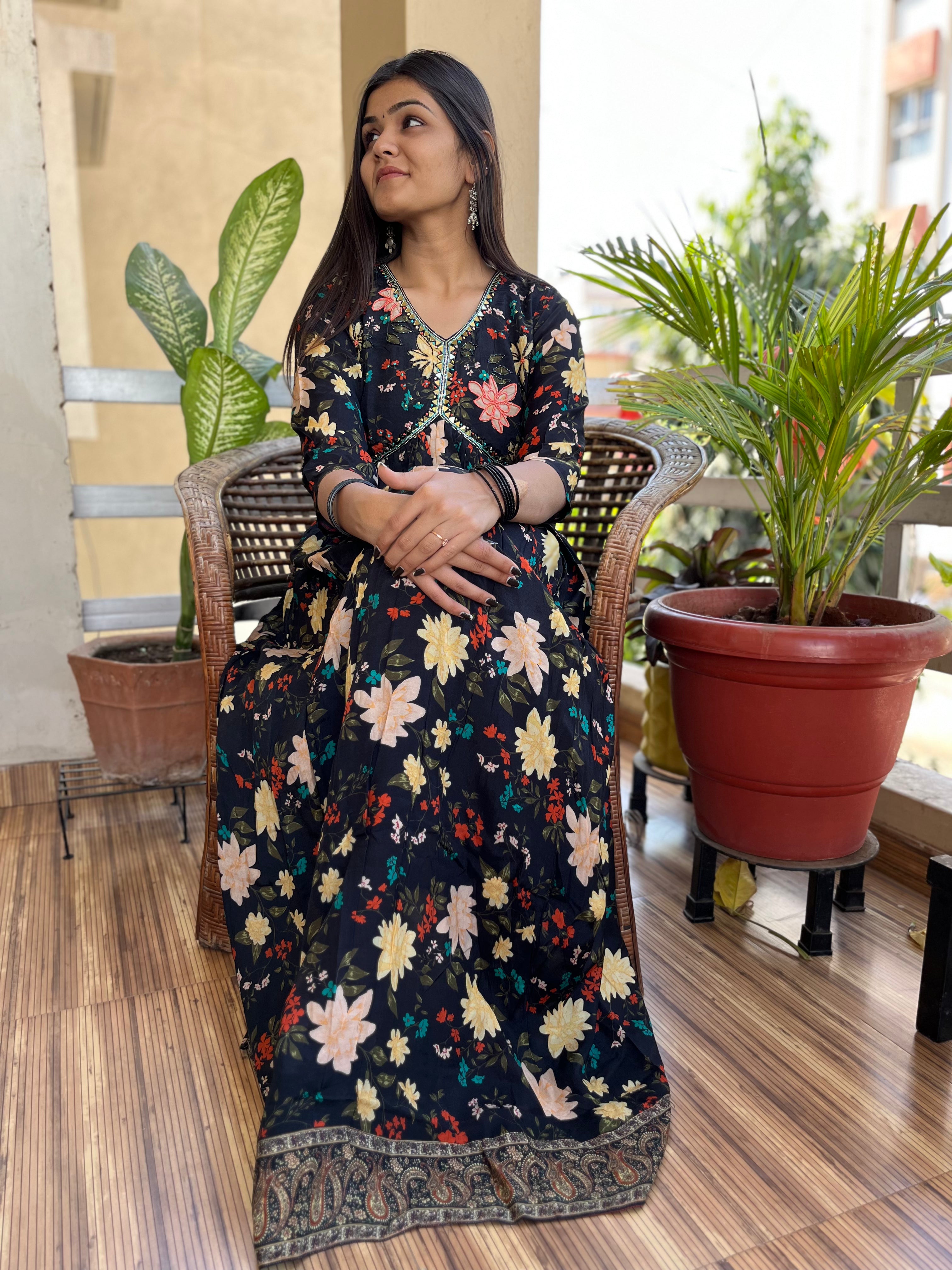 Image of Alia Cut Gown - Multi Print