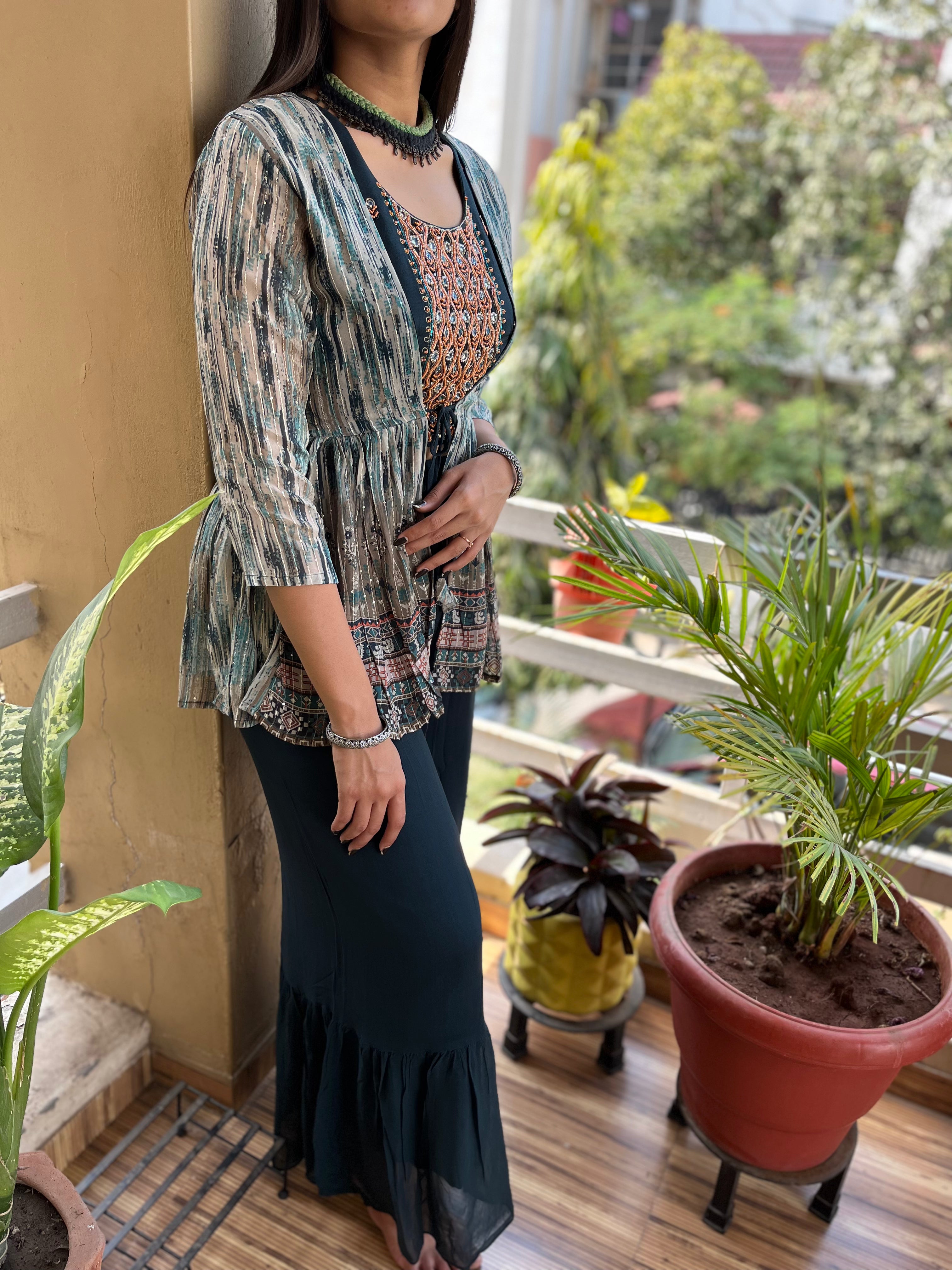 Flared Sharara Set - 3 Piece