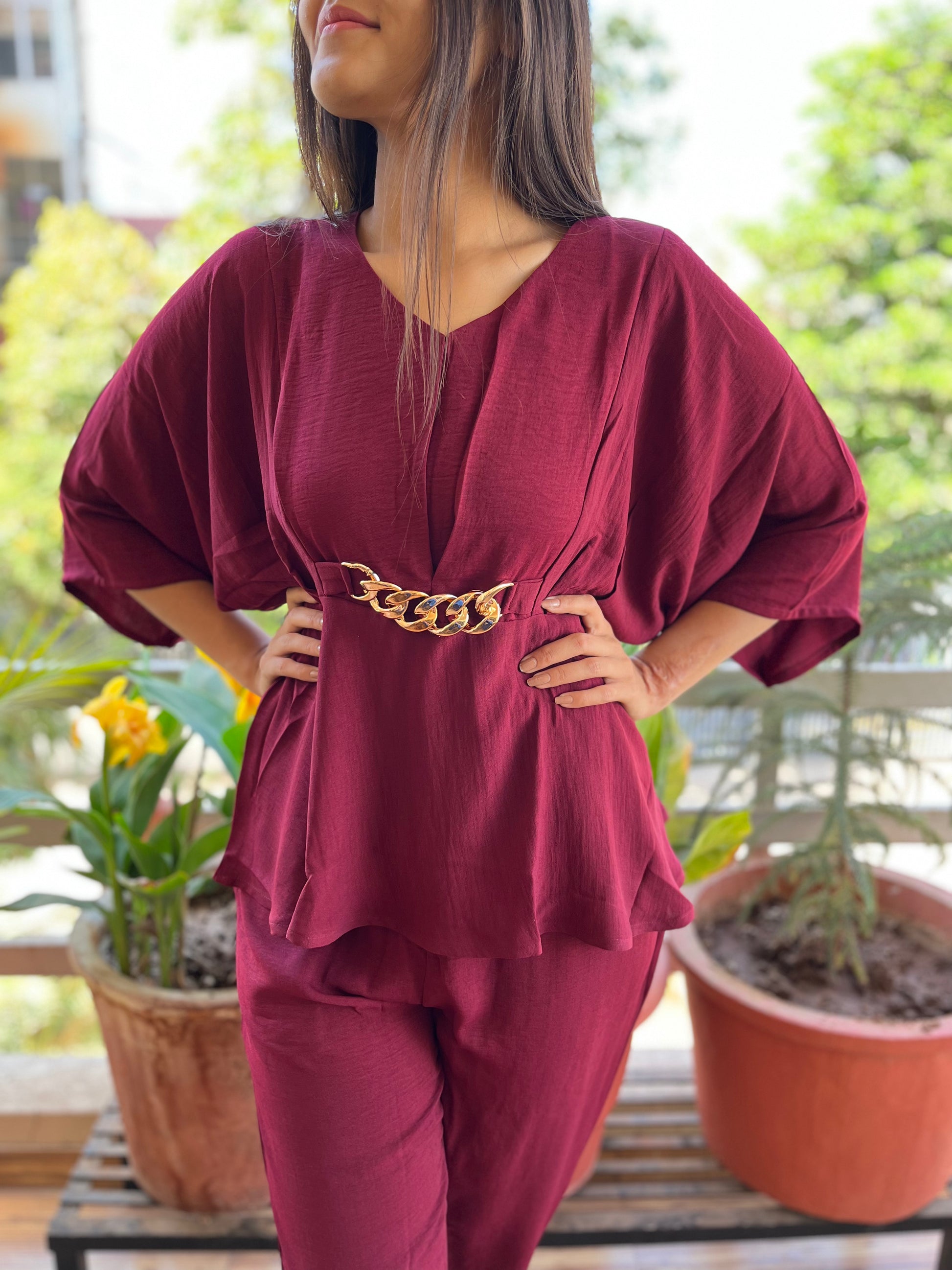 Designer Co-ord Set -Wine