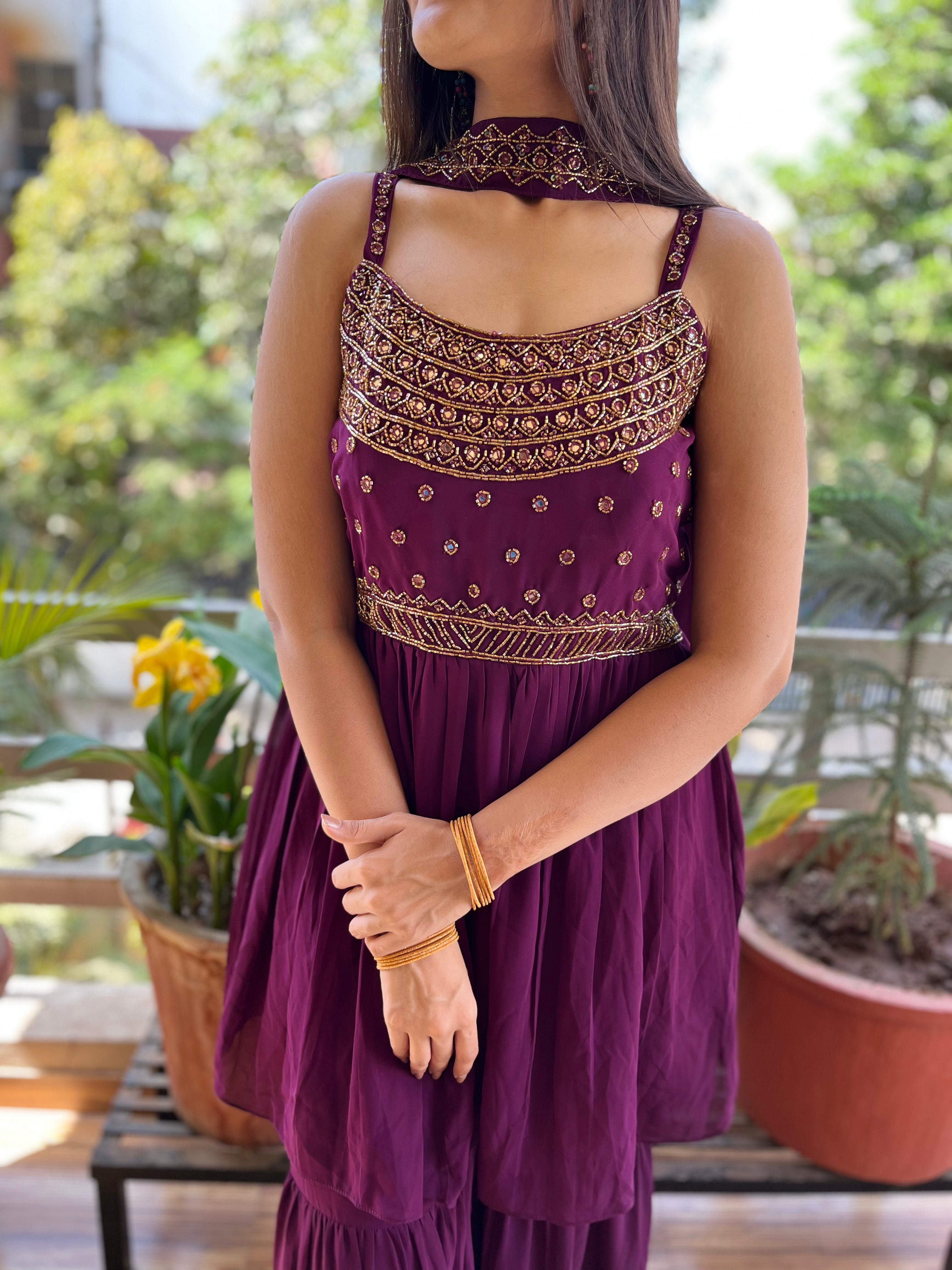 Tunic Sharara Set - Wine