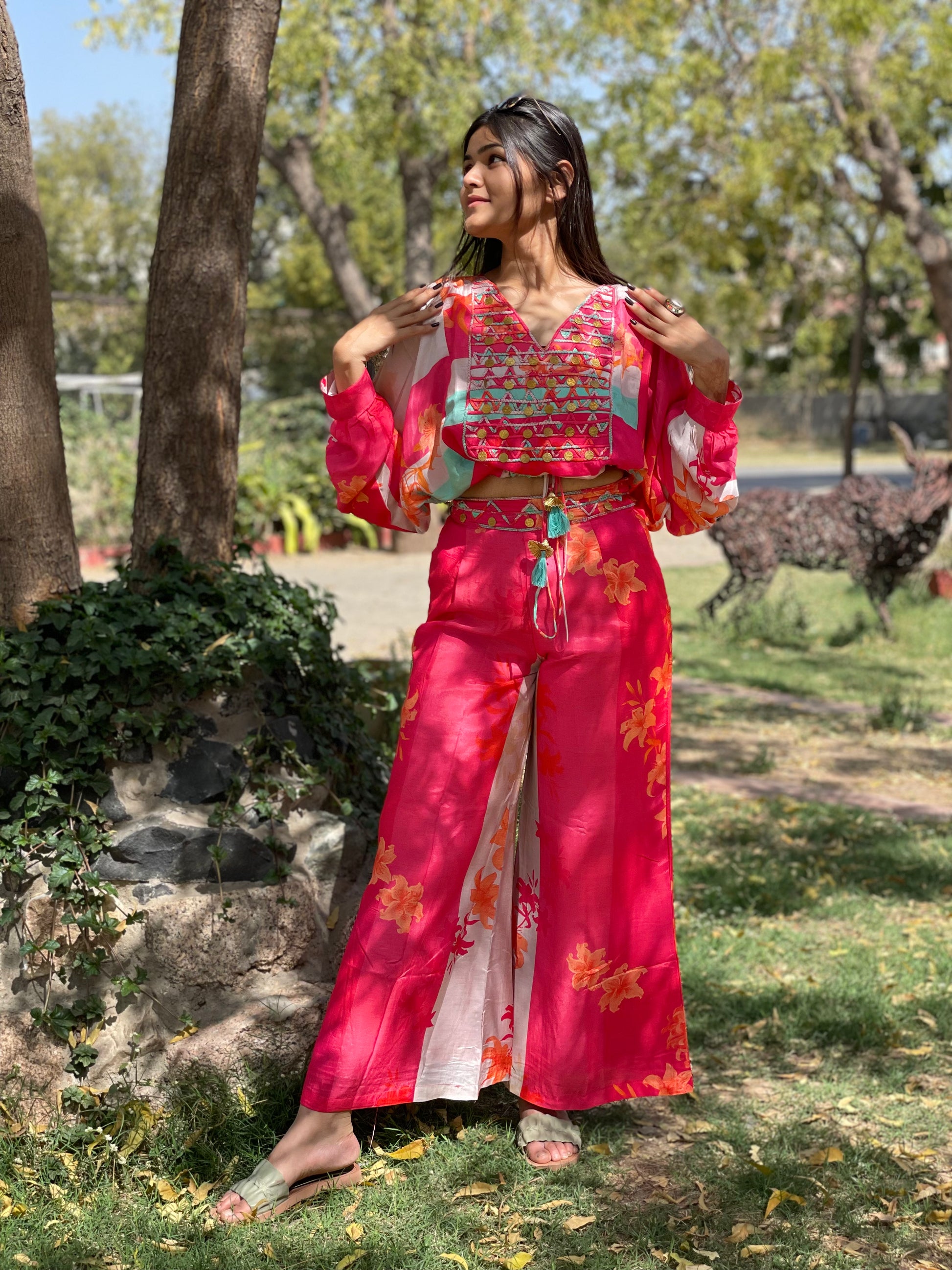 Red Colour Muslin : Co-ord Set
