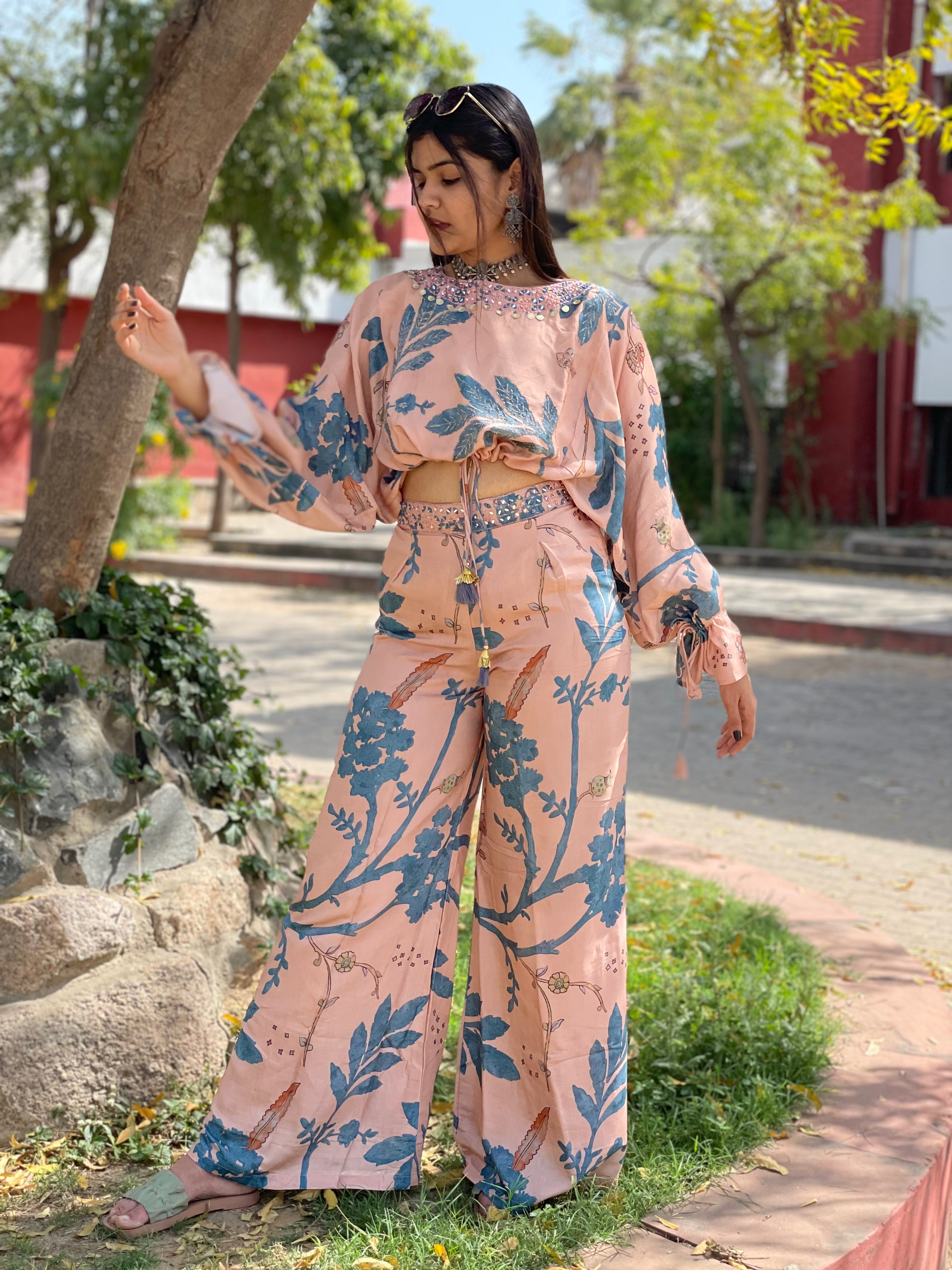 Image of Peach Abstract Co-ord Set