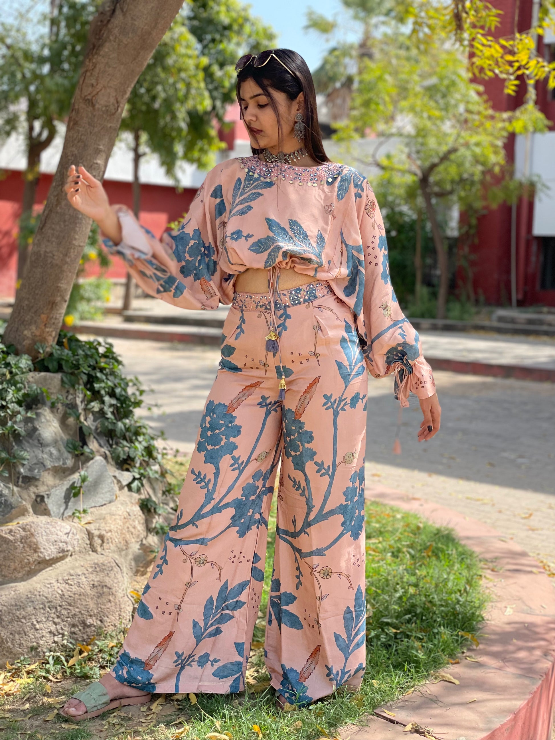 Peach Abstract Co-ord Set