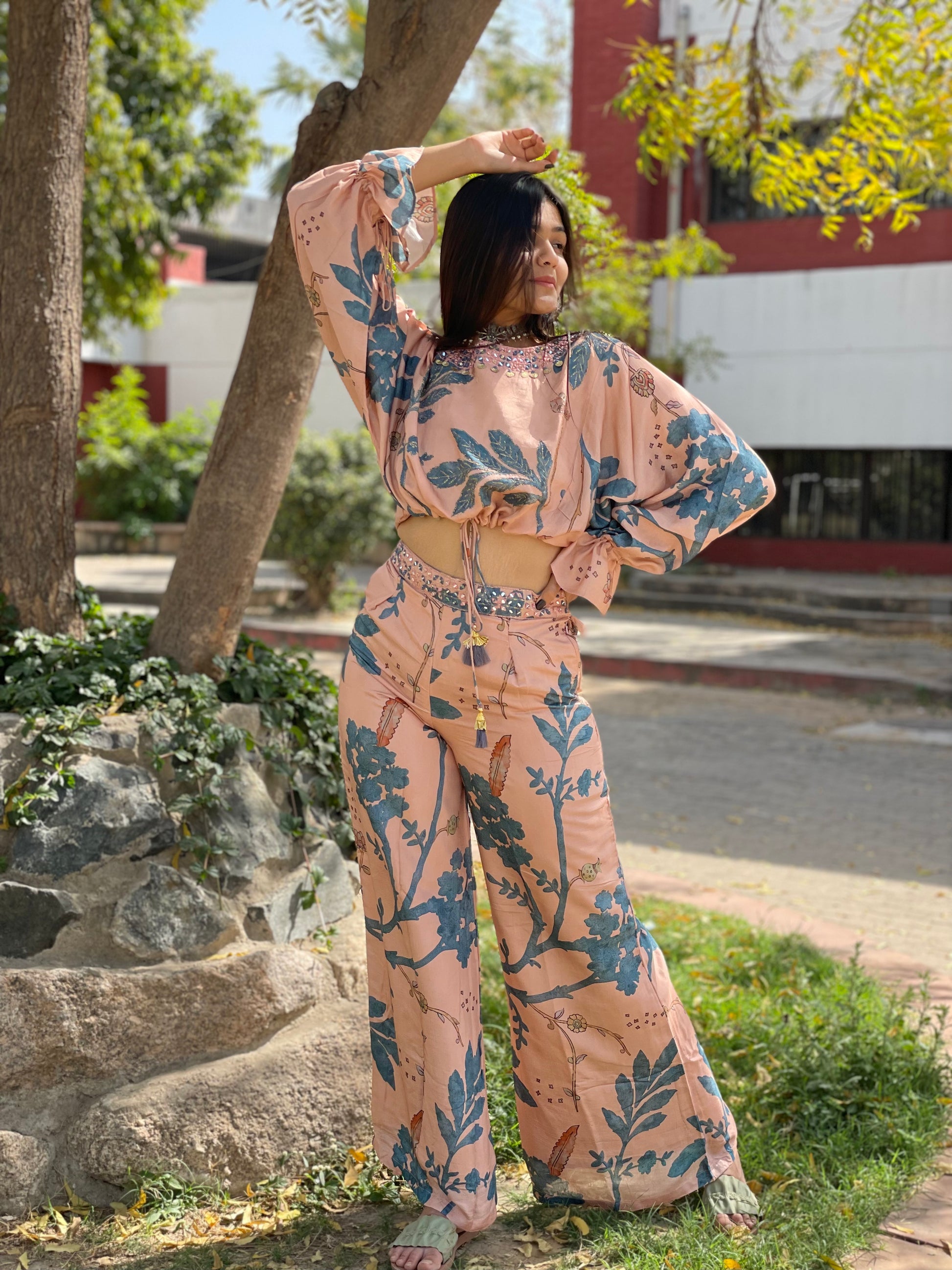 Peach Abstract Co-ord Set