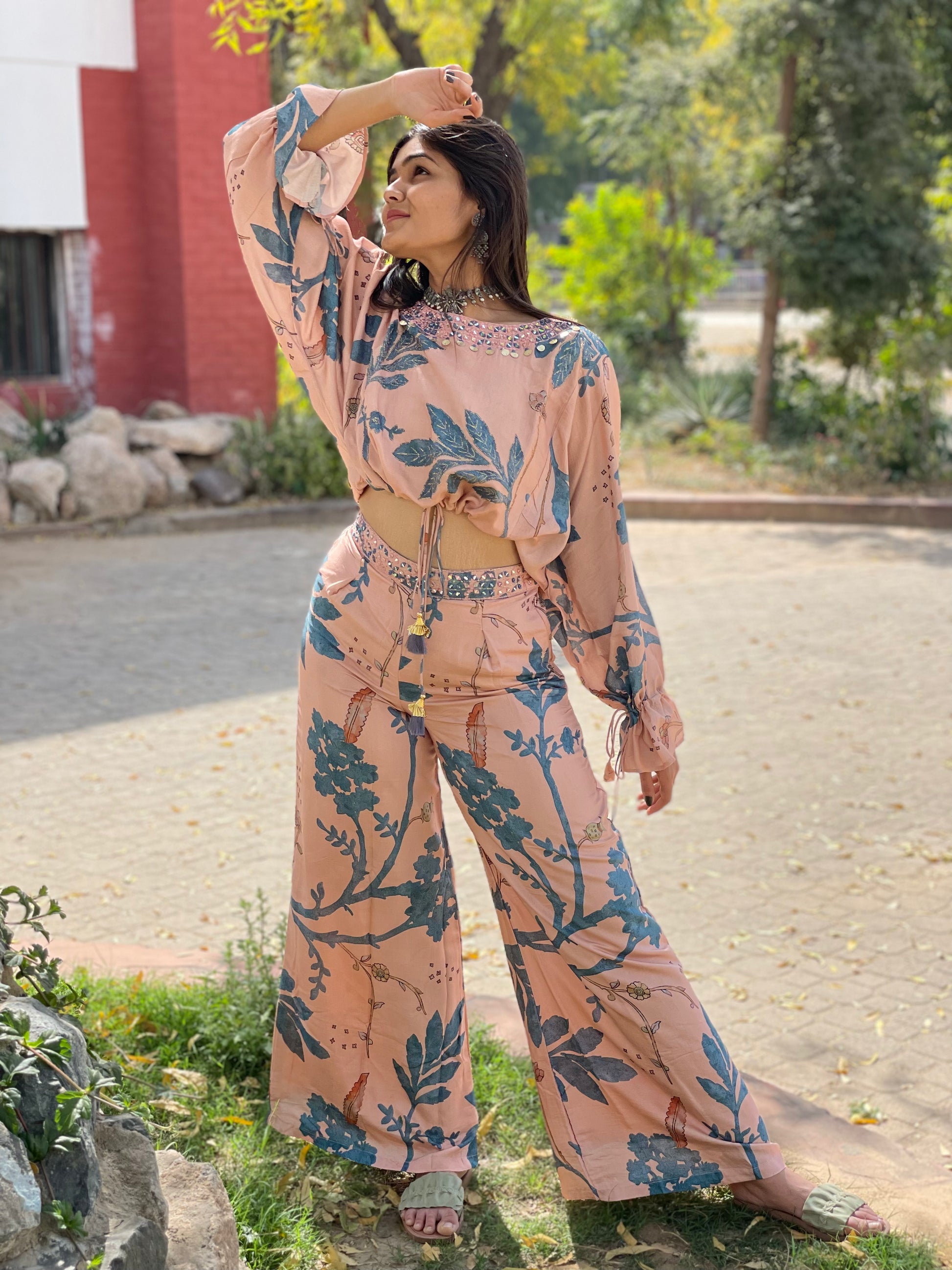 Peach Abstract Co-ord Set