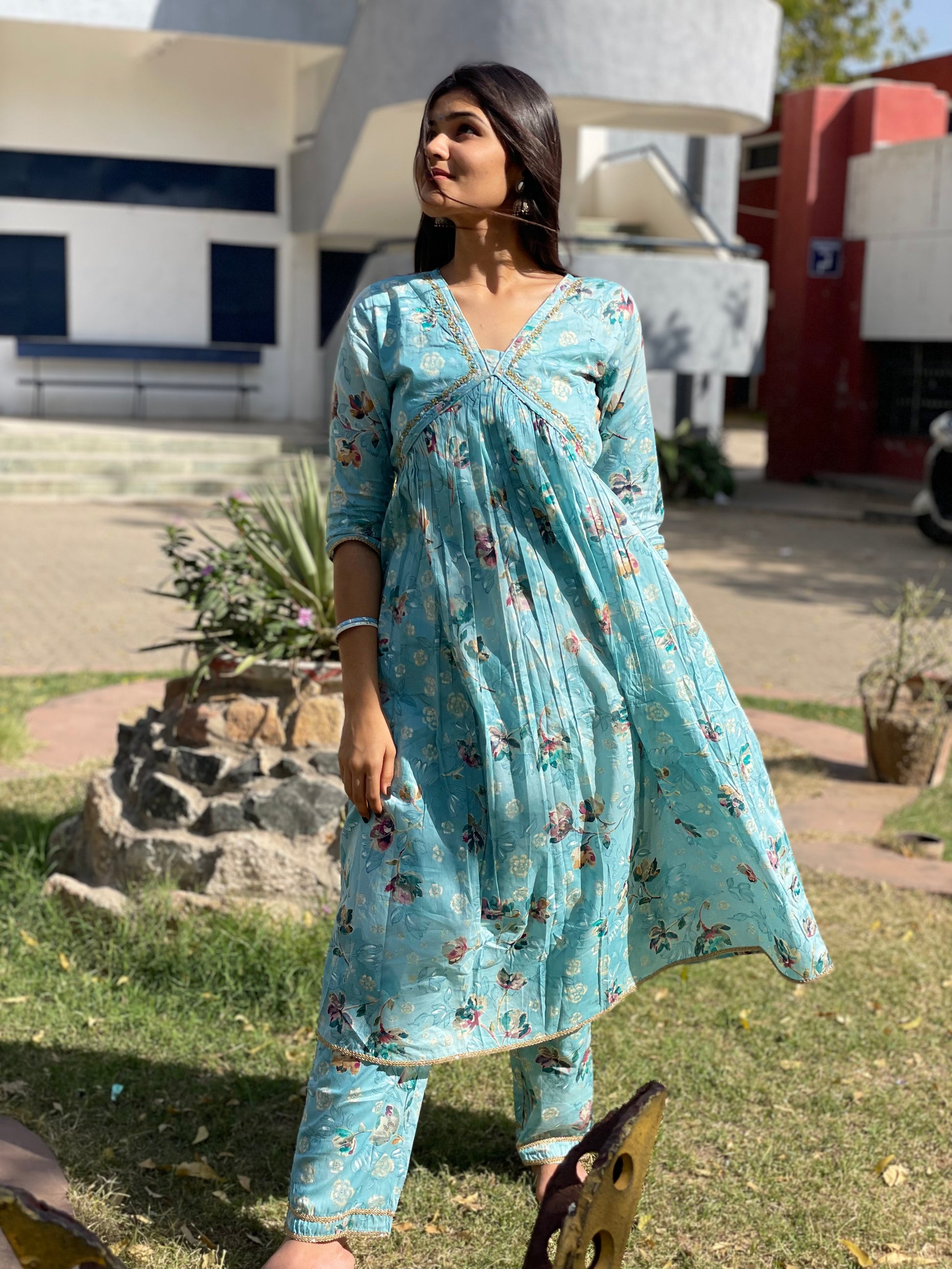 2 Piece Kurti Set- Sky Blue