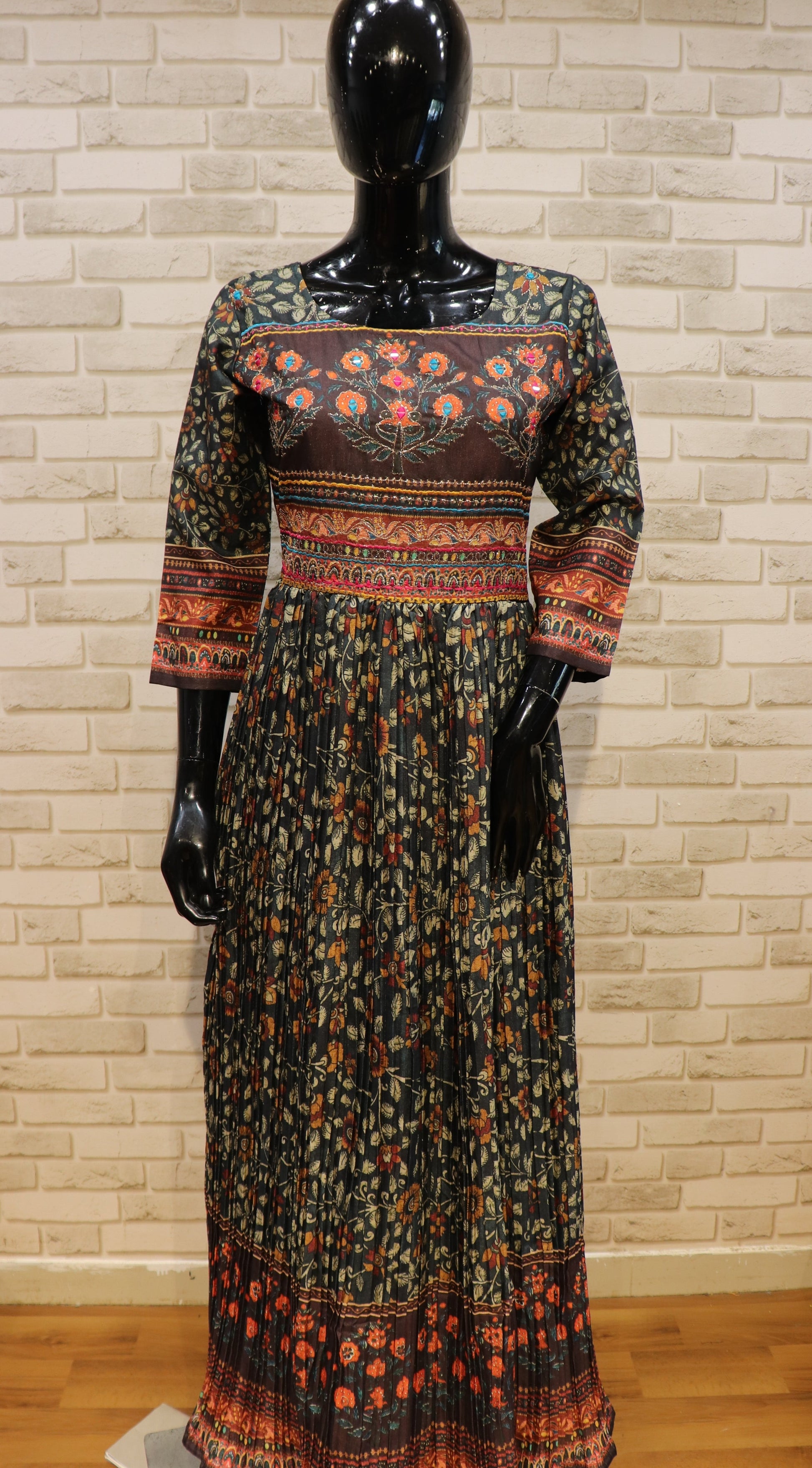 Pure Chanderi Fabric Gown- Kurti- Multi Color
